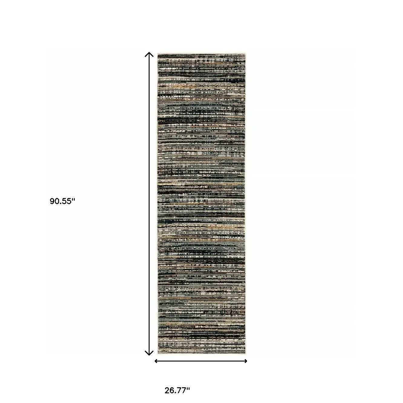 2' X 8' Black Navy Gold Ivory And Blush Abstract Power Loom Stain Resistant Runner Rug - Image 3