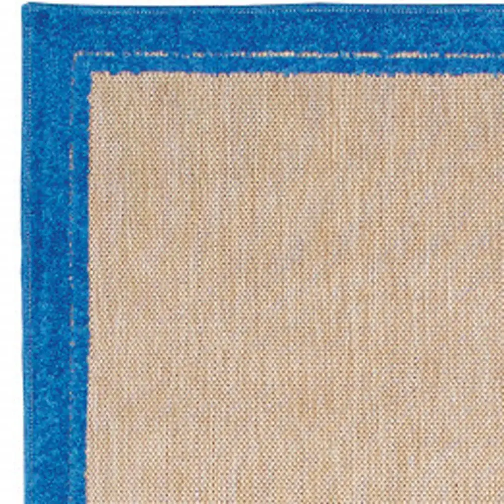 2' X 8' Blue and Beige Stain Resistant Indoor Outdoor Area Rug - Image 3
