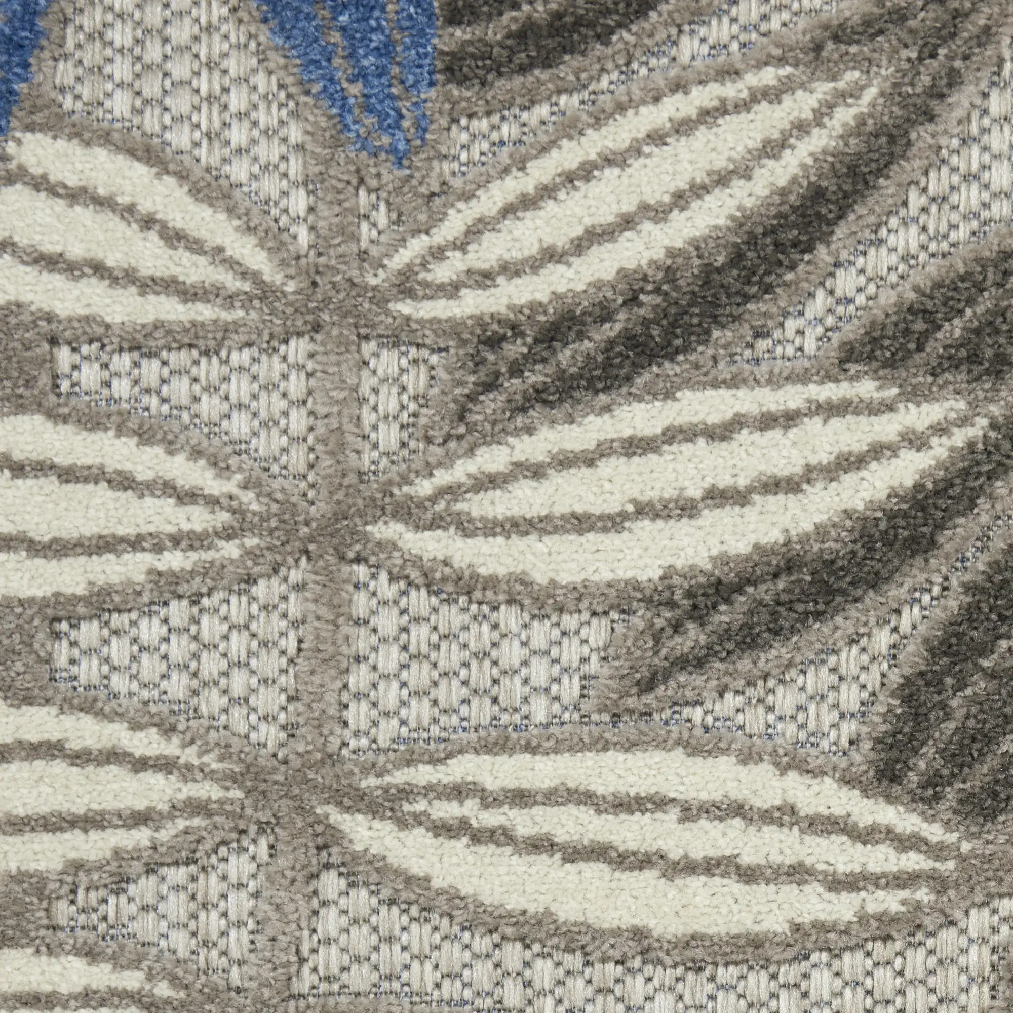 2' X 8' Blue And Gray Floral Indoor Outdoor Area Rug - Image 4