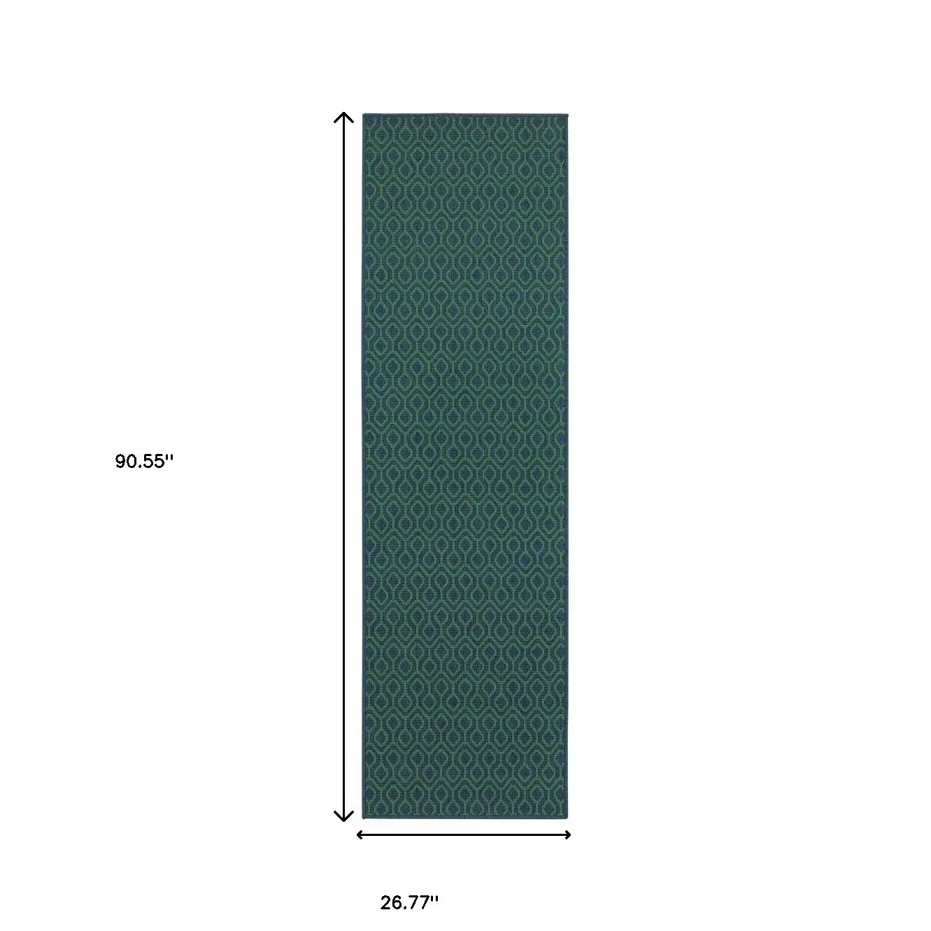 2' X 8' Blue and Green Geometric Stain Resistant Indoor Outdoor Area Rug - Image 4
