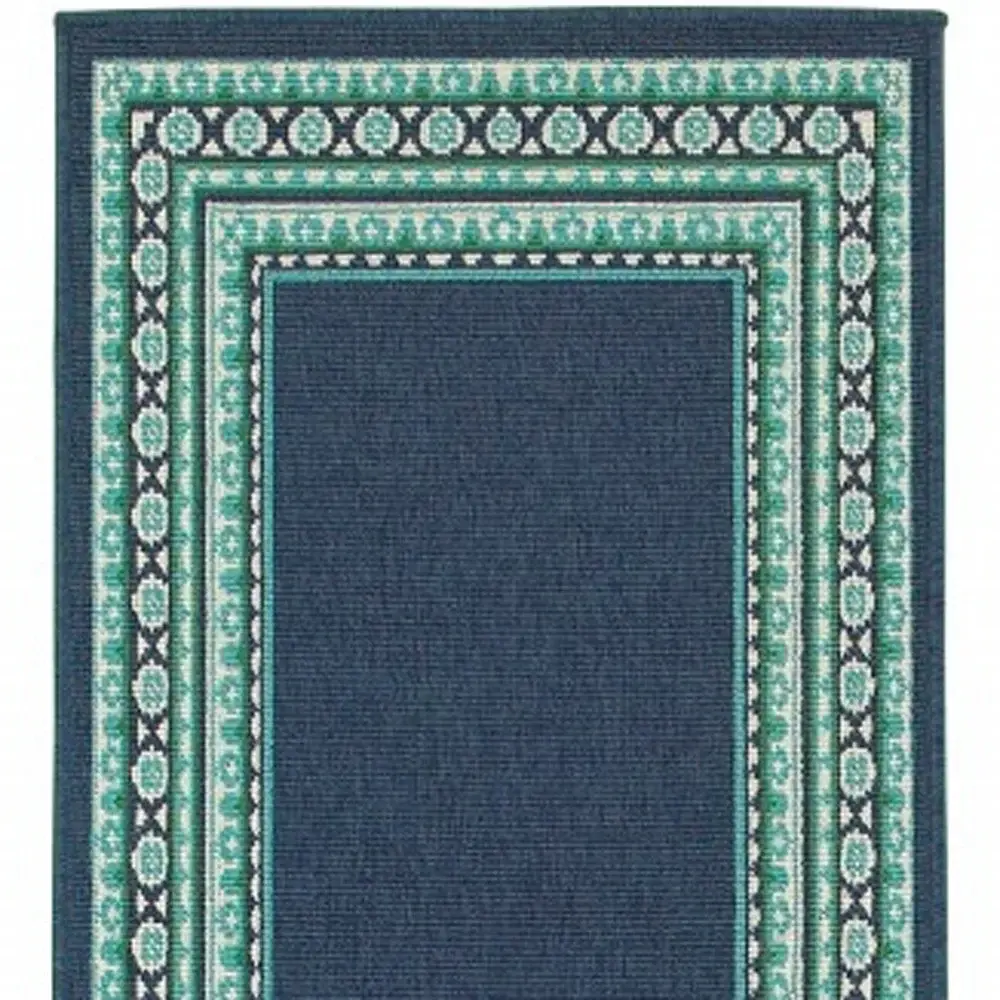 2' X 8' Blue and Green Indoor Outdoor Area Rug - Image 4