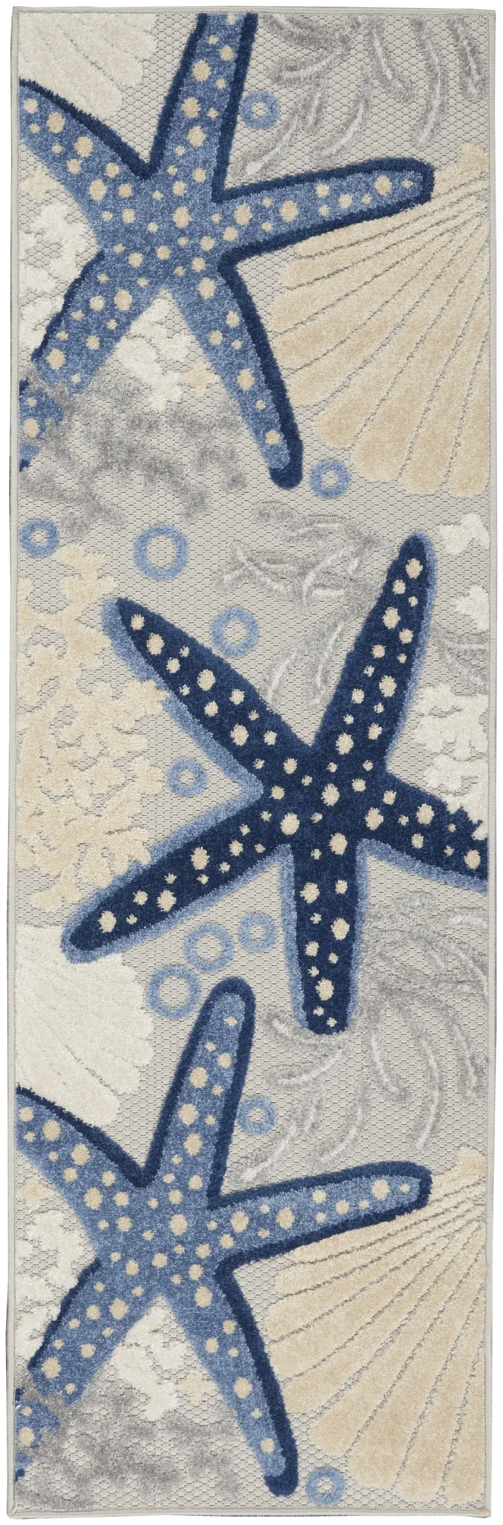 2' X 8' Blue And Grey Animal Print Non Skid Runner Rug
