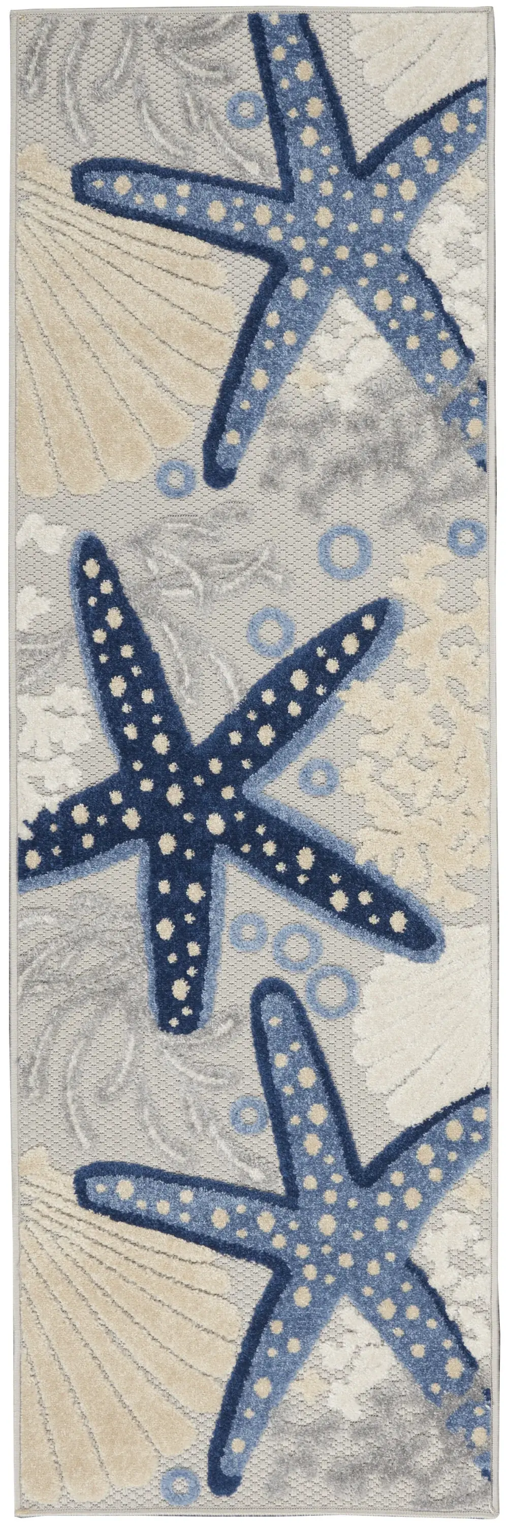 2' X 8' Blue And Grey Animal Print Non Skid Runner Rug - Image 2