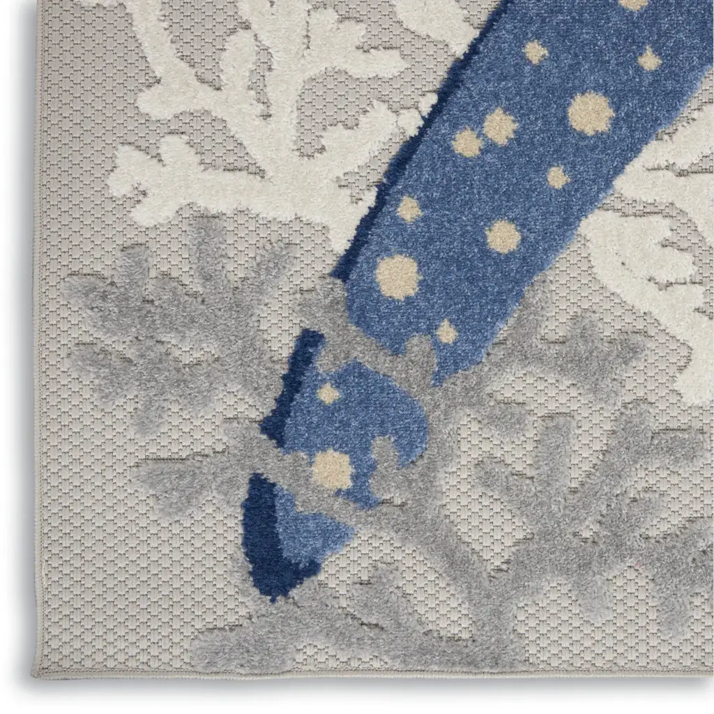 2' X 8' Blue And Grey Animal Print Non Skid Runner Rug - Image 3