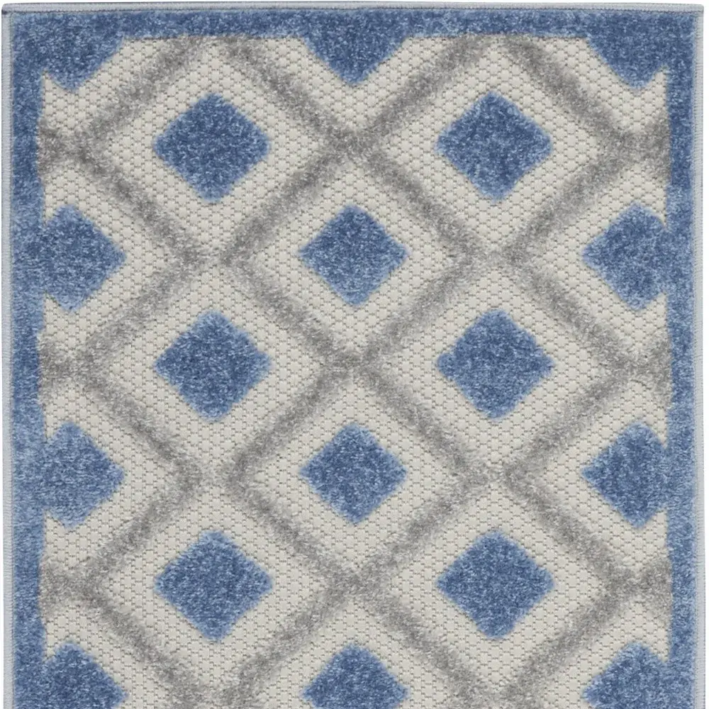 2' X 8' Blue And Grey Gingham Non Skid Indoor Outdoor Runner Rug - Image 2