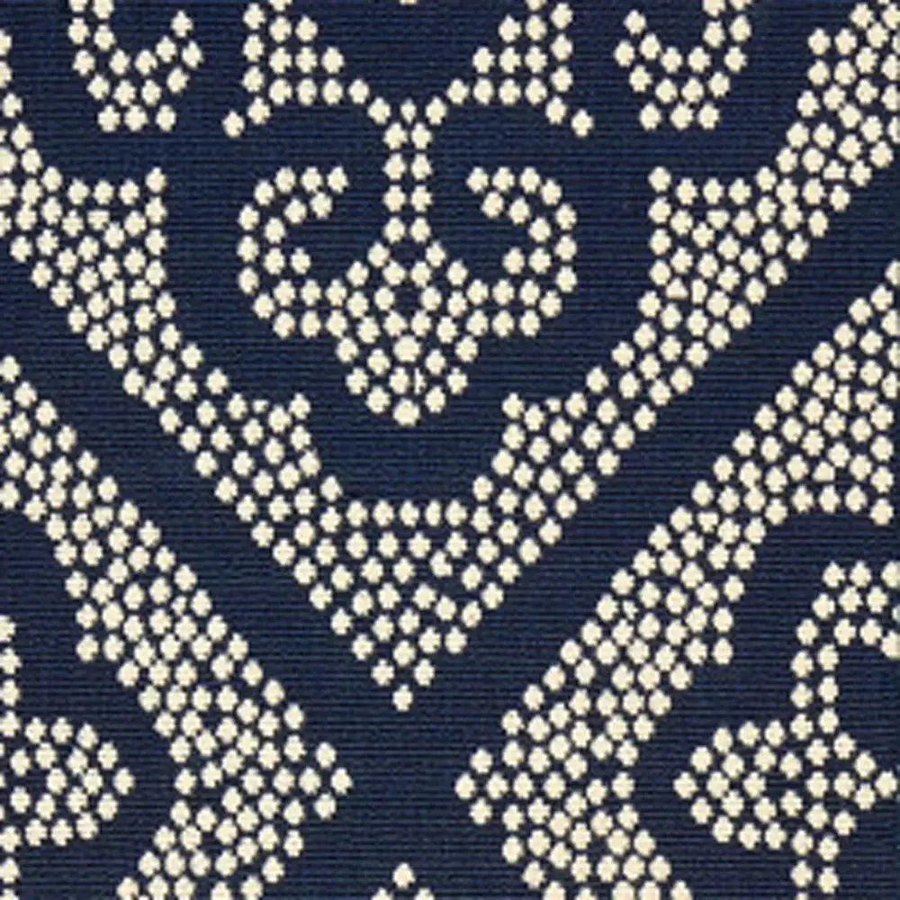 2' X 8' Blue and Ivory Geometric Stain Resistant Indoor Outdoor Area Rug - Image 3
