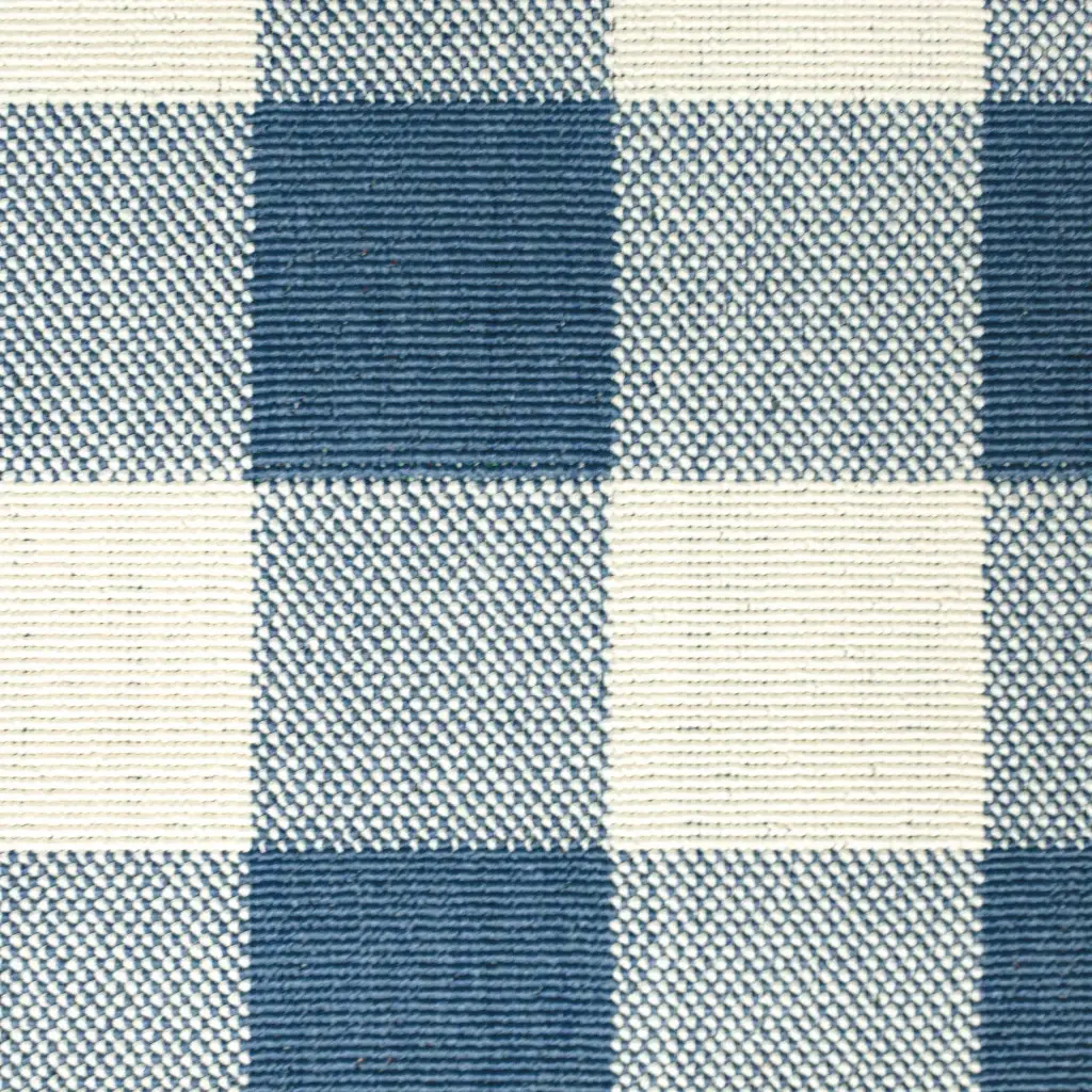 2' X 8' Blue and Ivory Geometric Stain Resistant Indoor Outdoor Area Rug - Image 3