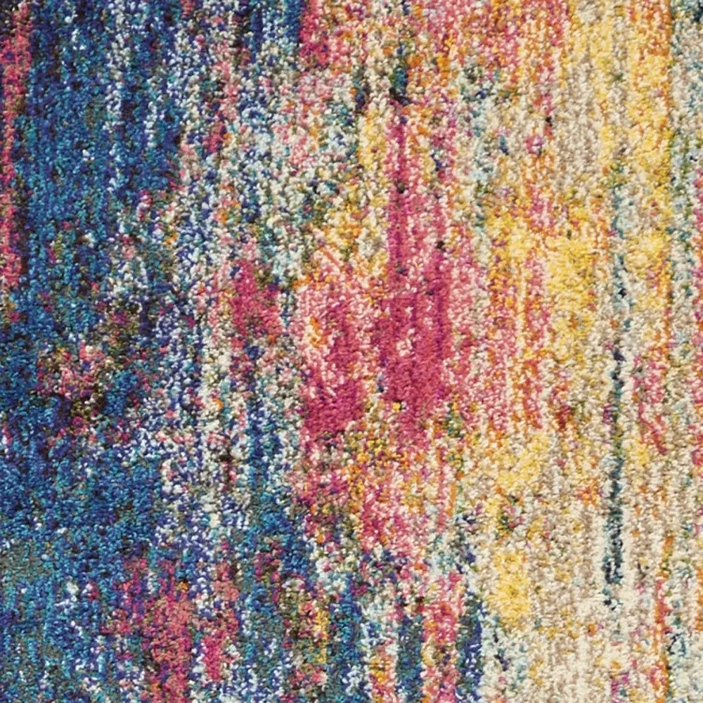 2' X 8' Blue And Yellow Abstract Power Loom Non Skid Runner Rug - Image 3