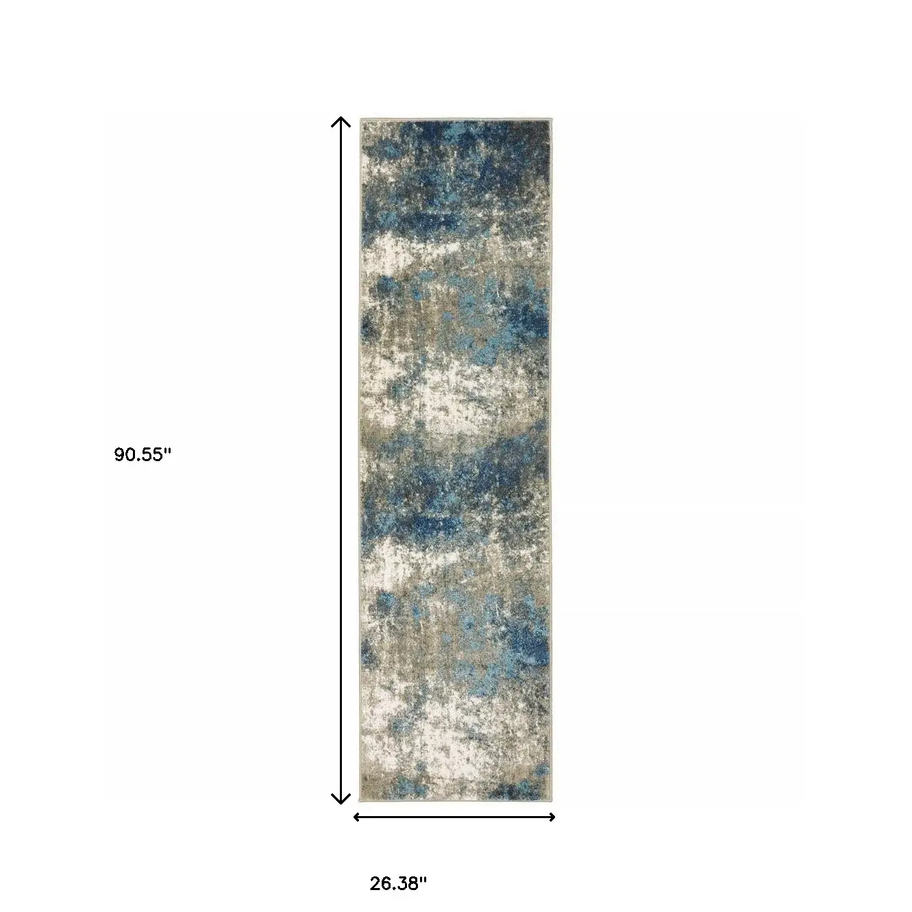 2' X 8' Blue Grey And Beige Abstract Power Loom Stain Resistant Runner Rug - Image 7
