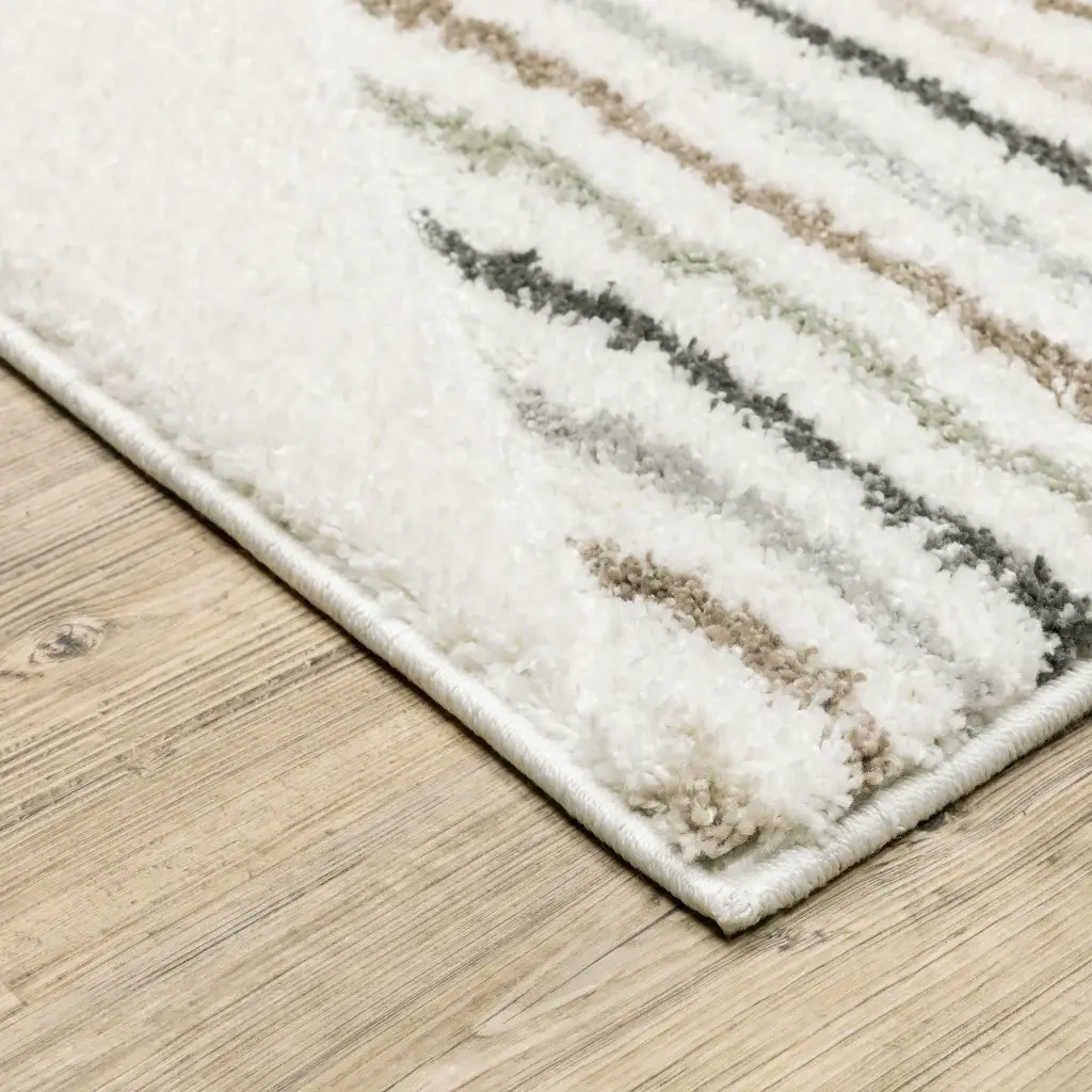 2' X 8' Brown And Ivory Geometric Power Loom Runner Rug - Image 3