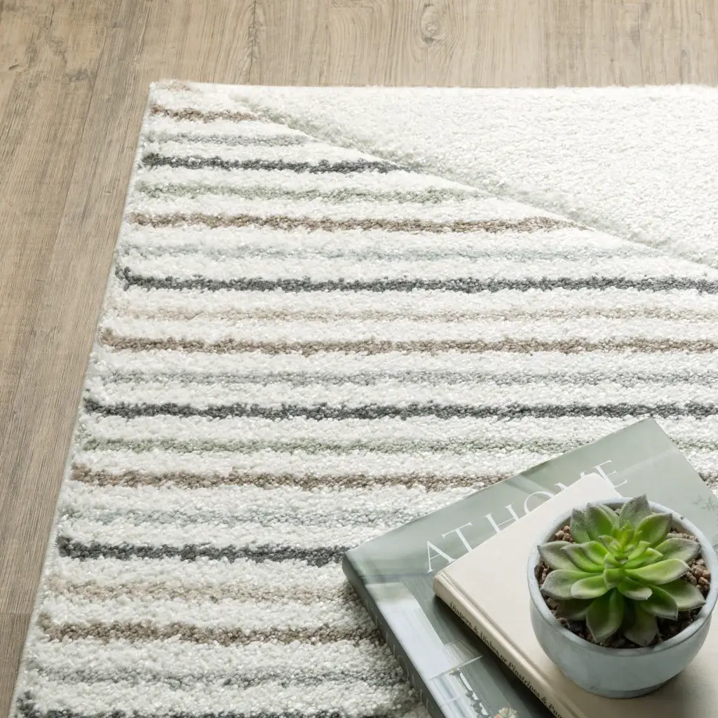 2' X 8' Brown And Ivory Geometric Power Loom Runner Rug - Image 4