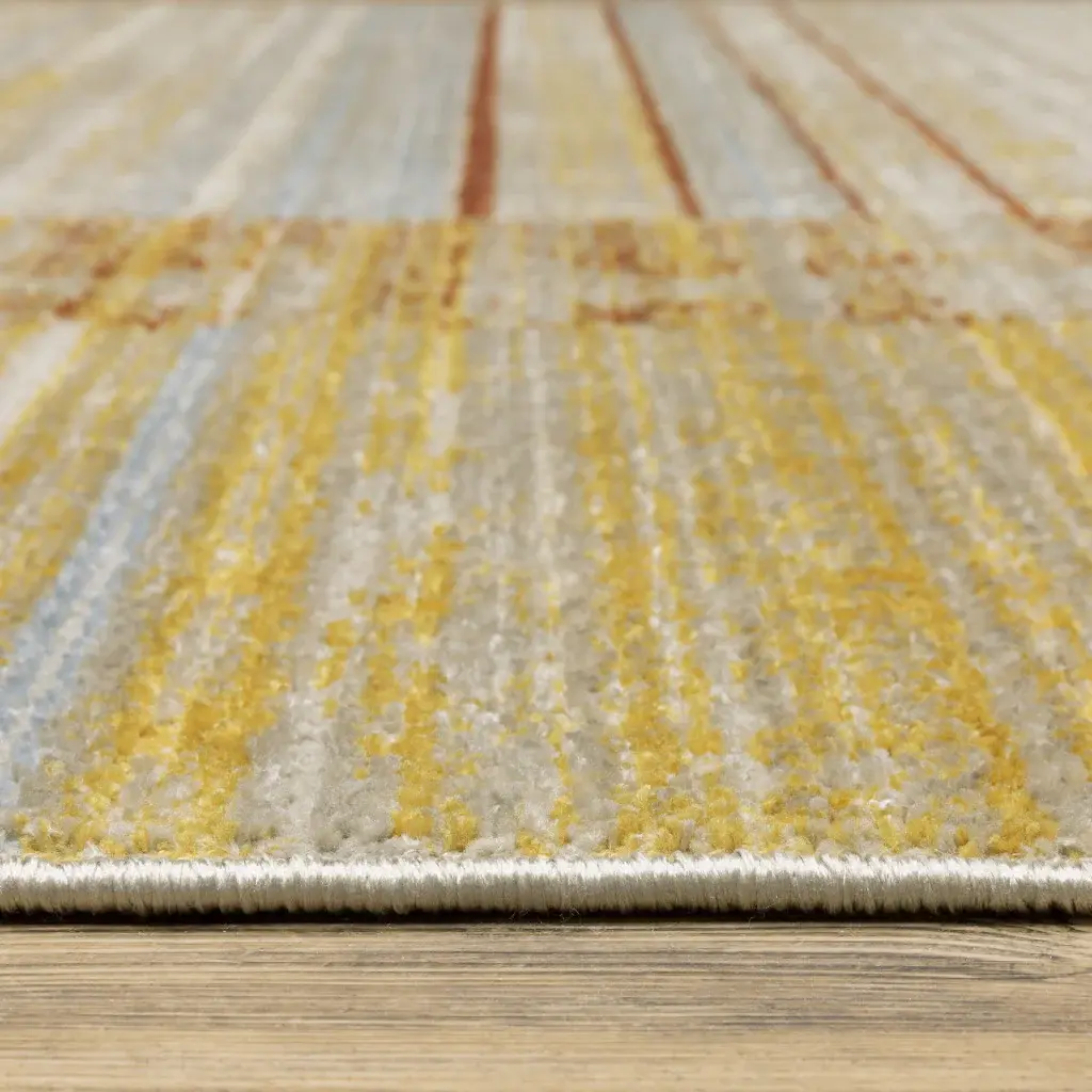 2' X 8' Brown And Ivory Geometric Power Loom Runner Rug With Fringe - Image 5