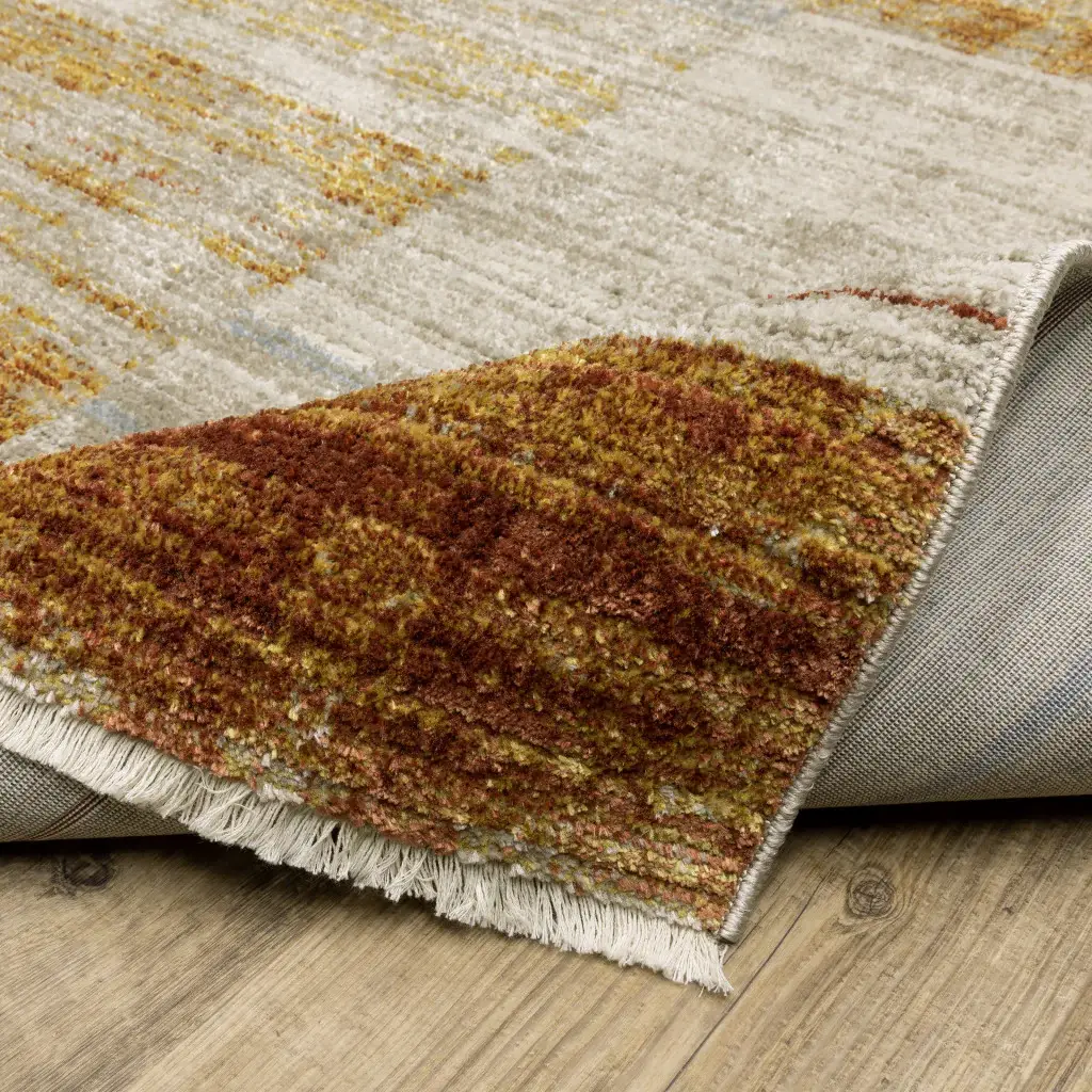 2' X 8' Brown And Ivory Geometric Power Loom Runner Rug With Fringe - Image 7