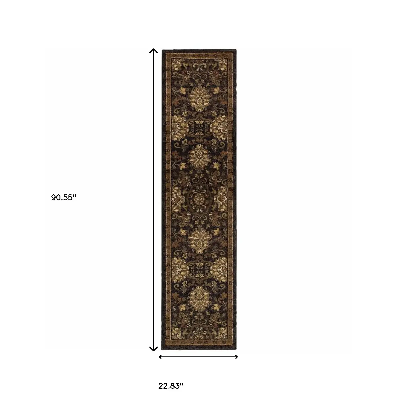 2' X 8' Brown Beige Blue And Red Oriental Power Loom Stain Resistant Runner Rug - Image 2