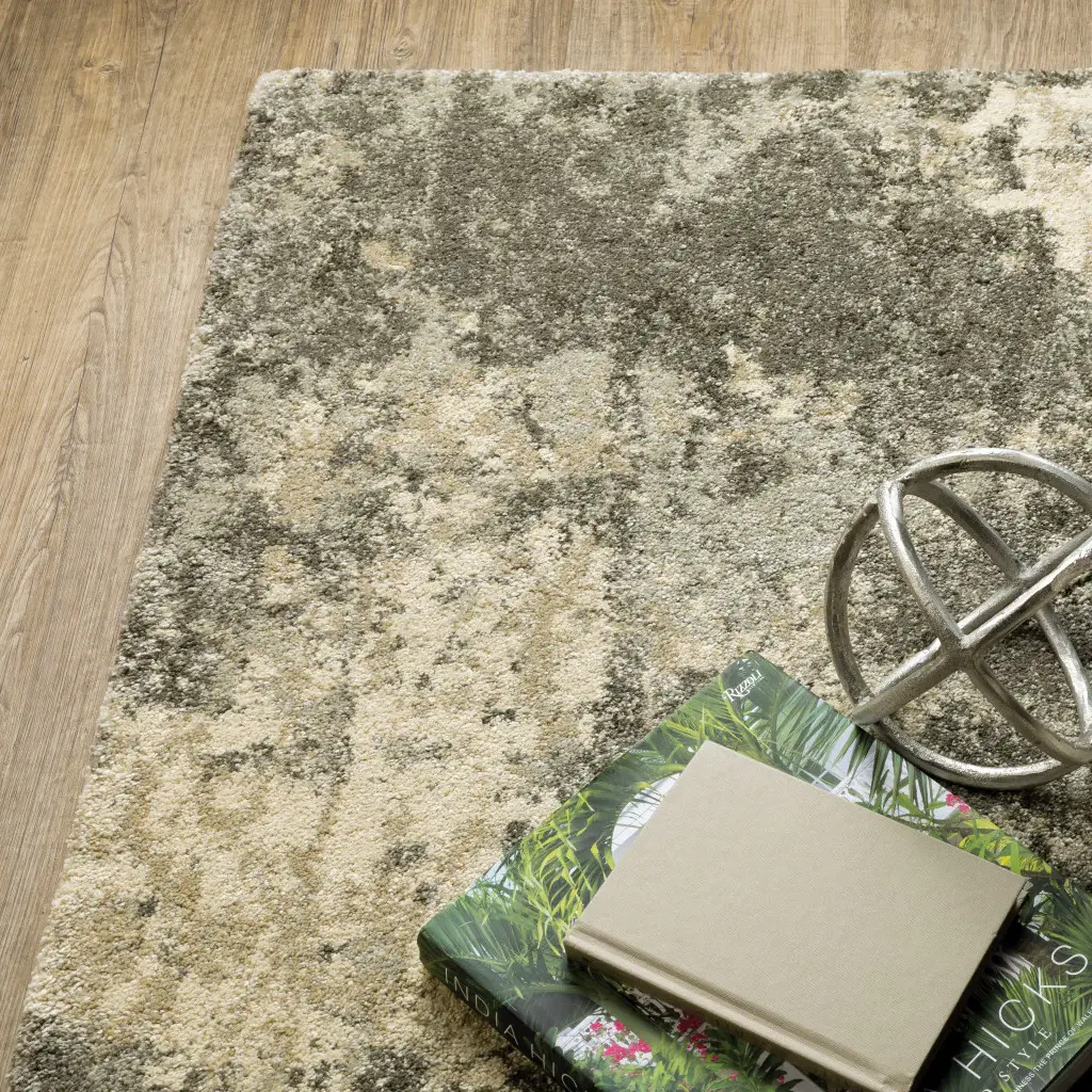 2' X 8' Charcoal Grey Beige And Tan Abstract Power Loom Stain Resistant Runner Rug - Image 4