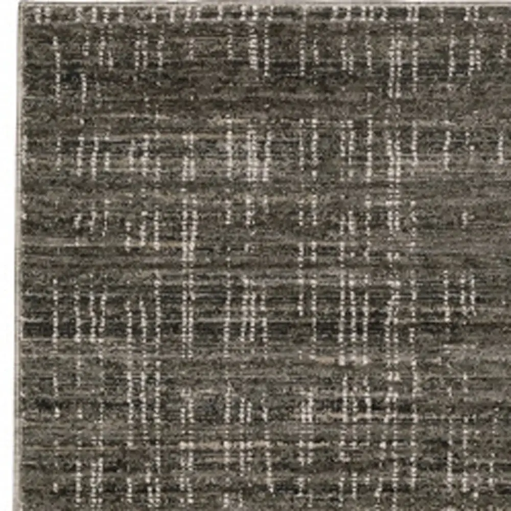 2' X 8' Charcoal Grey Grey Ivory Tan And Brown Abstract Power Loom Stain Resistant Runner Rug - Image 4