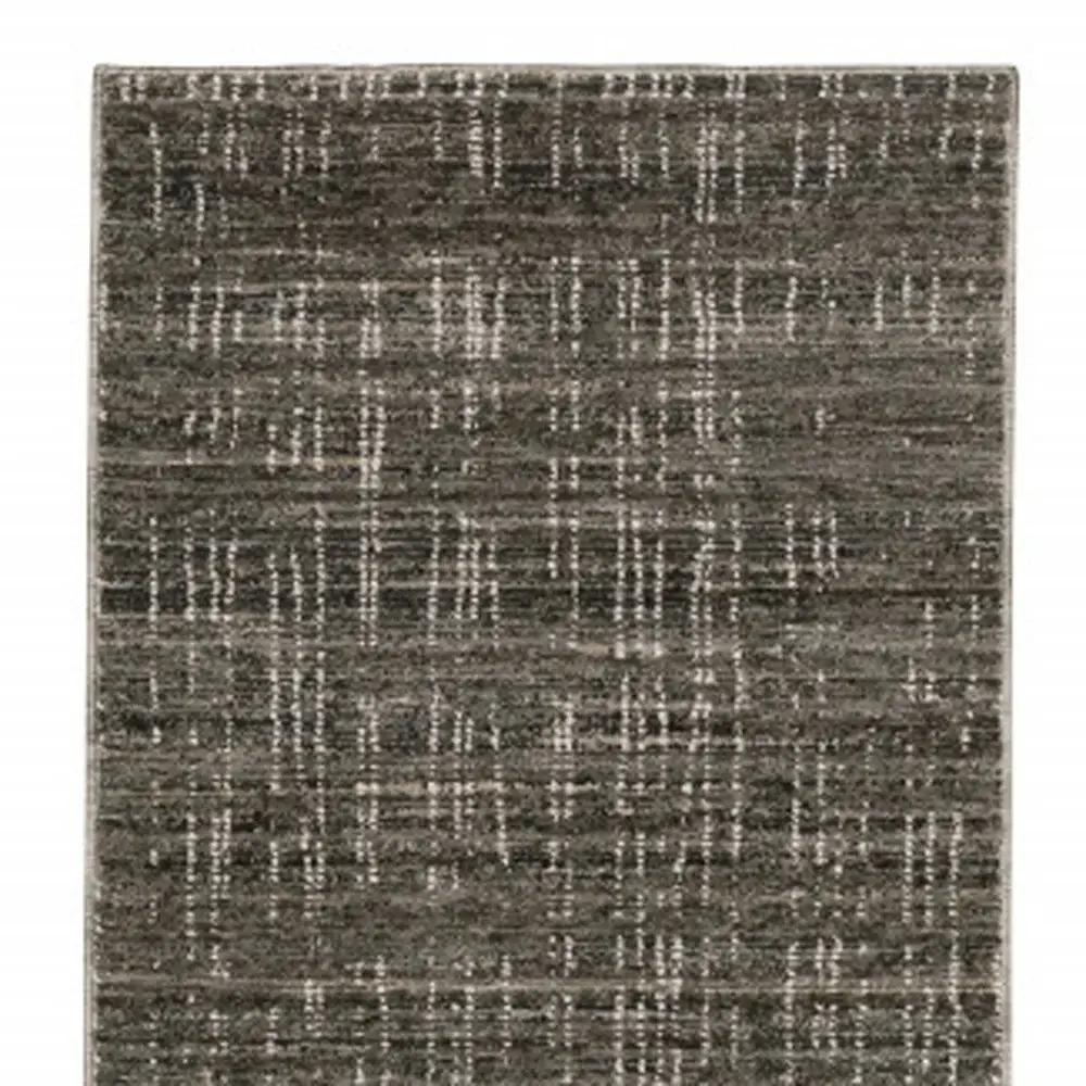 2' X 8' Charcoal Grey Grey Ivory Tan And Brown Abstract Power Loom Stain Resistant Runner Rug - Image 5