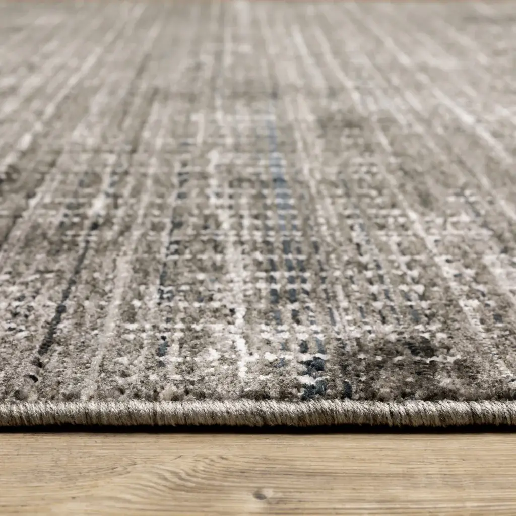 2' X 8' Charcoal Grey Grey Ivory Tan And Brown Abstract Power Loom Stain Resistant Runner Rug - Image 7