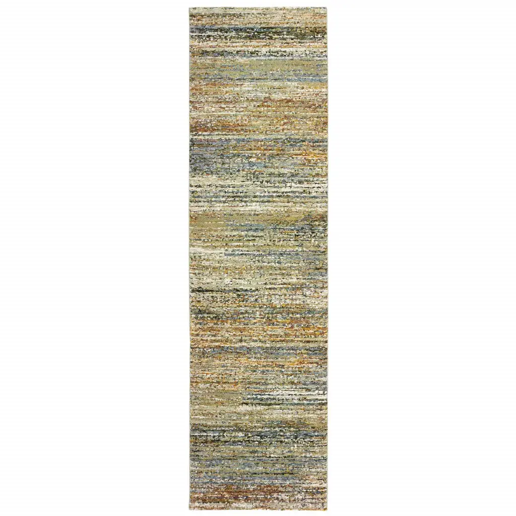 2' X 8' Gold And Green Abstract Runner Rug - Image 2