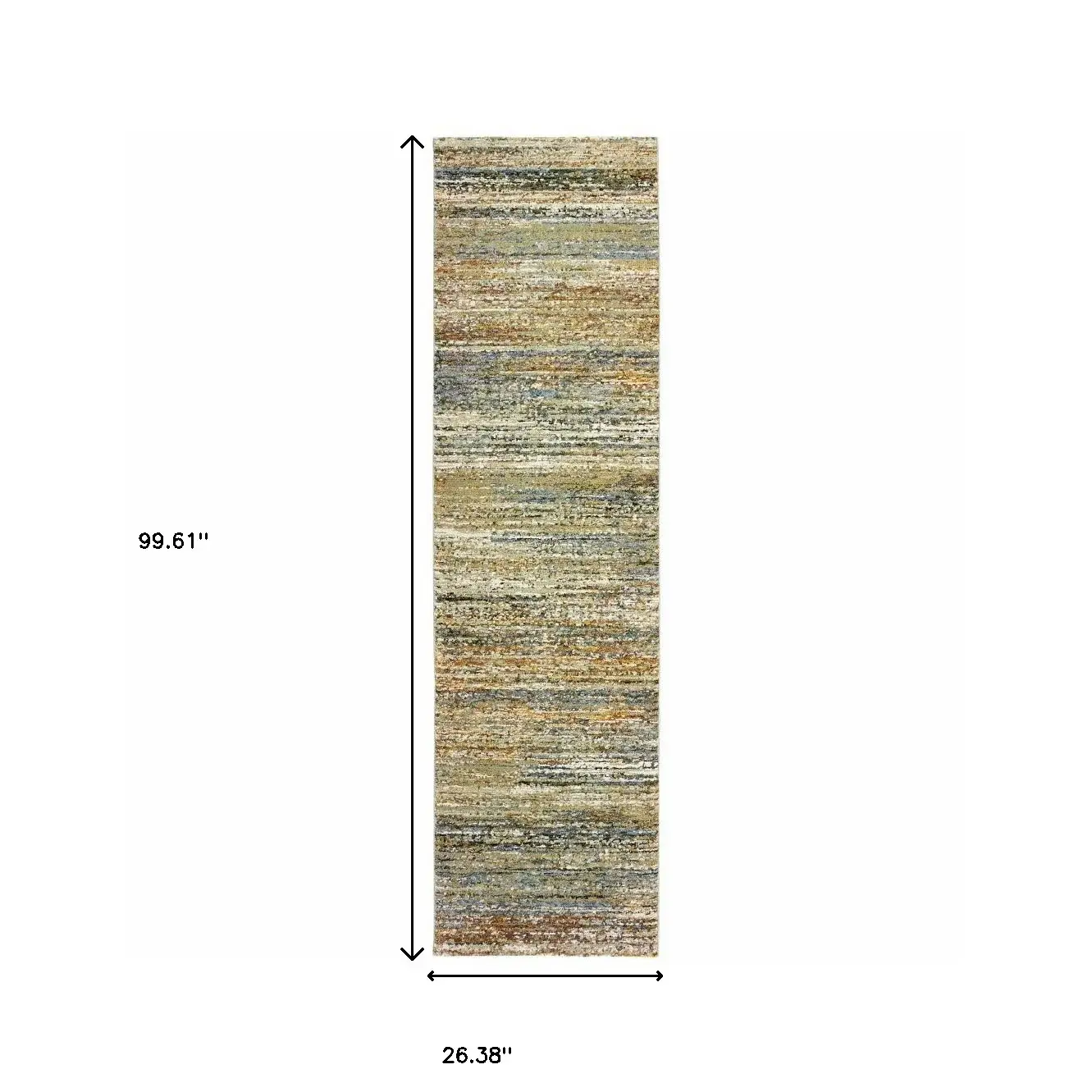 2' X 8' Gold And Green Abstract Runner Rug - Image 3