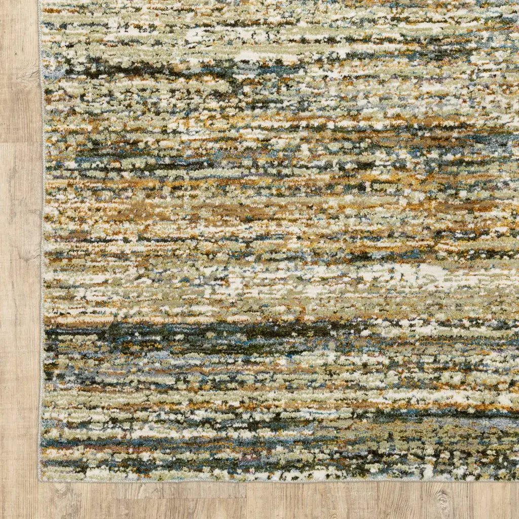 2' X 8' Gold And Green Abstract Runner Rug - Image 7