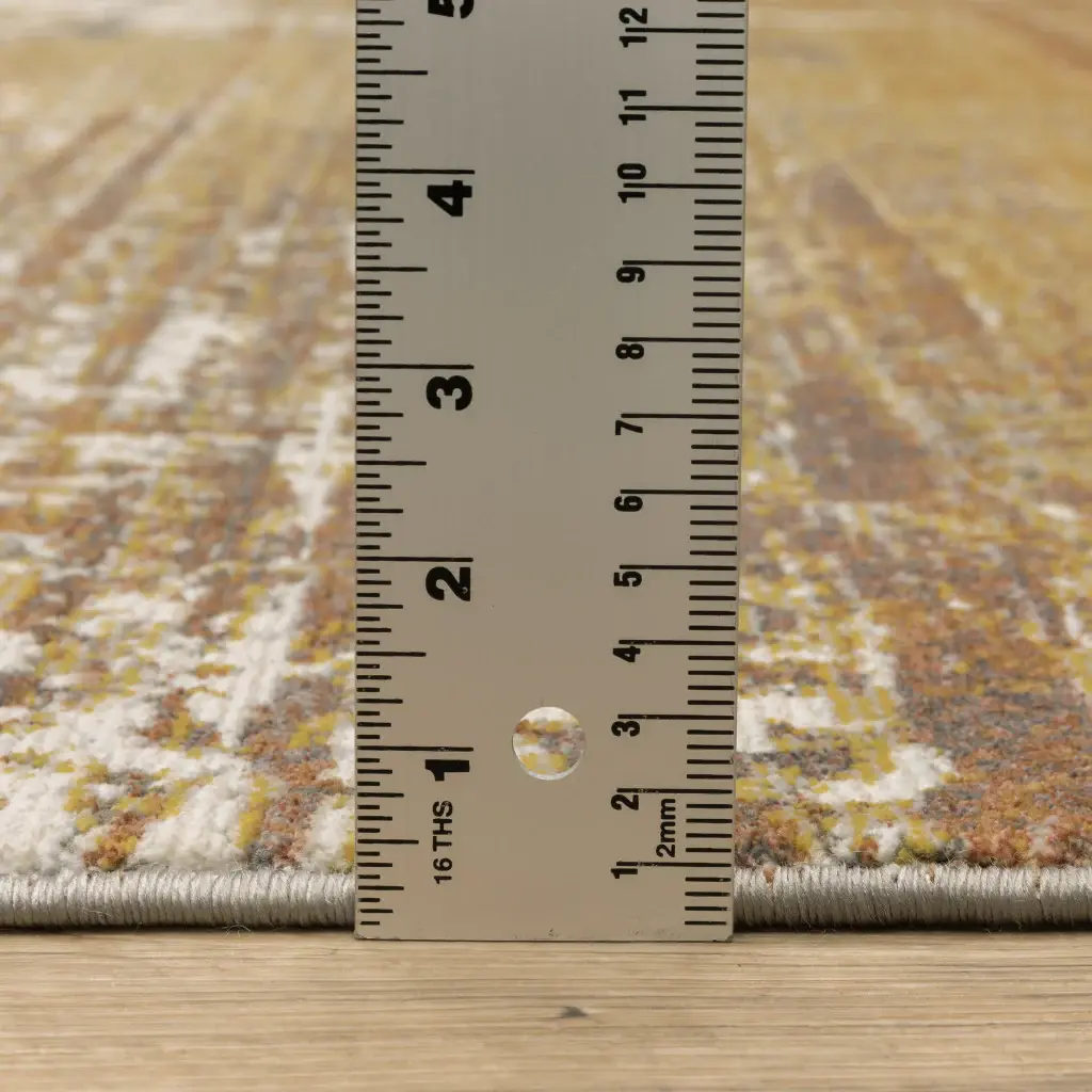 2' X 8' Gold Brown Rust Grey Blue And Beige Abstract Power Loom Stain Resistant Runner Rug - Image 7