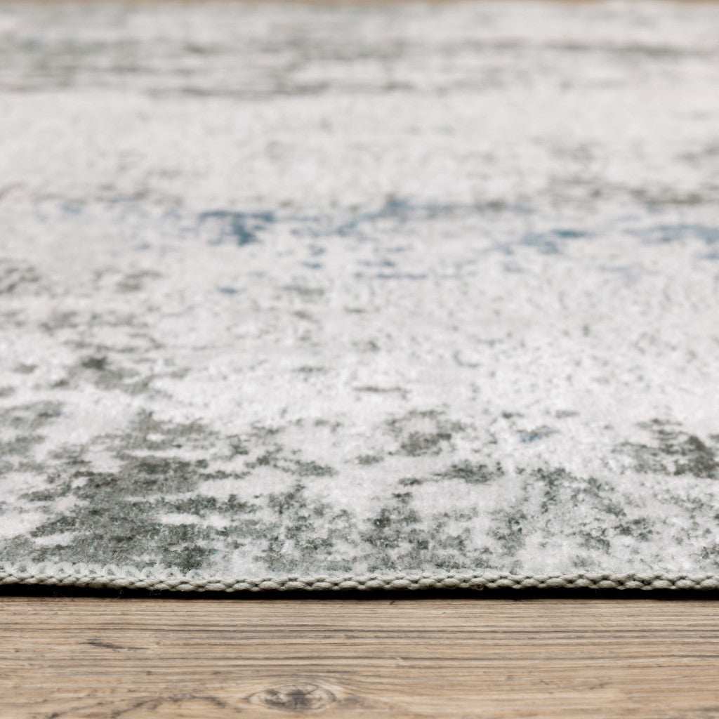 2' X 8' Gray And Ivory Abstract Printed Stain Resistant Non Skid Runner Rug - Image 4