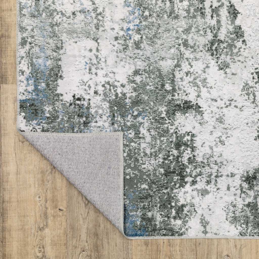 2' X 8' Gray And Ivory Abstract Printed Stain Resistant Non Skid Runner Rug - Image 6