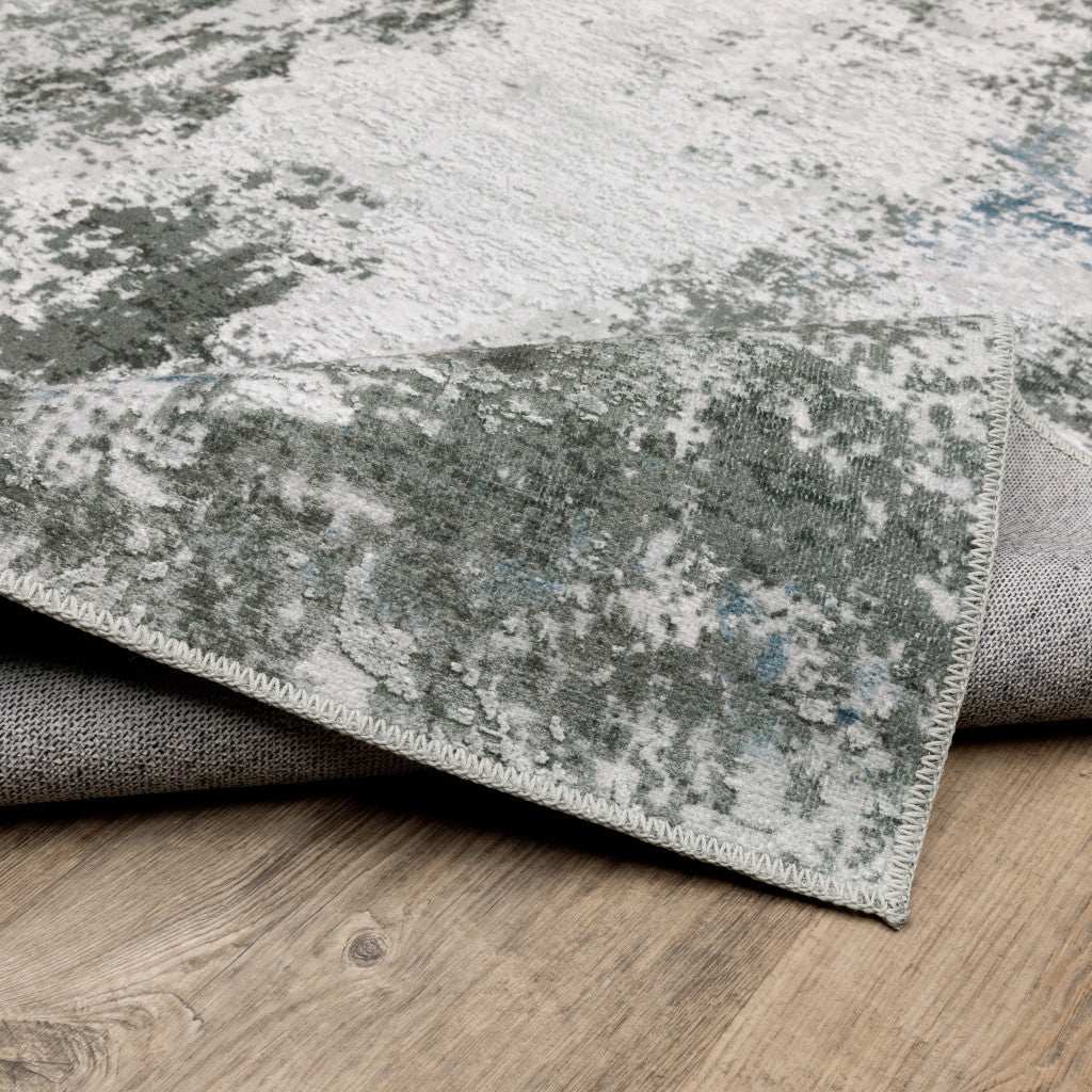 2' X 8' Gray And Ivory Abstract Printed Stain Resistant Non Skid Runner Rug - Image 8