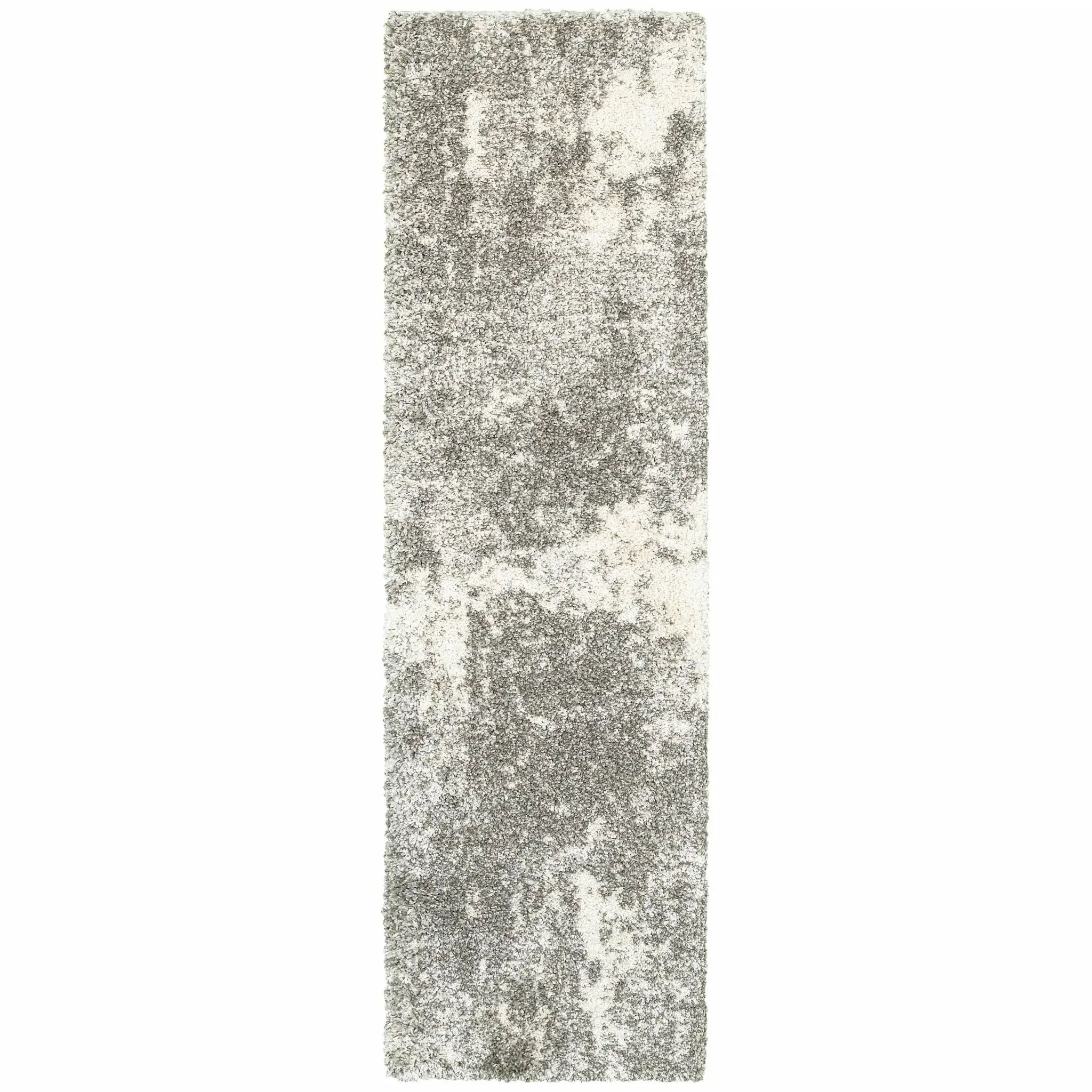 2' X 8' Gray And Ivory Distressed Abstract Runner Rug - Image 2