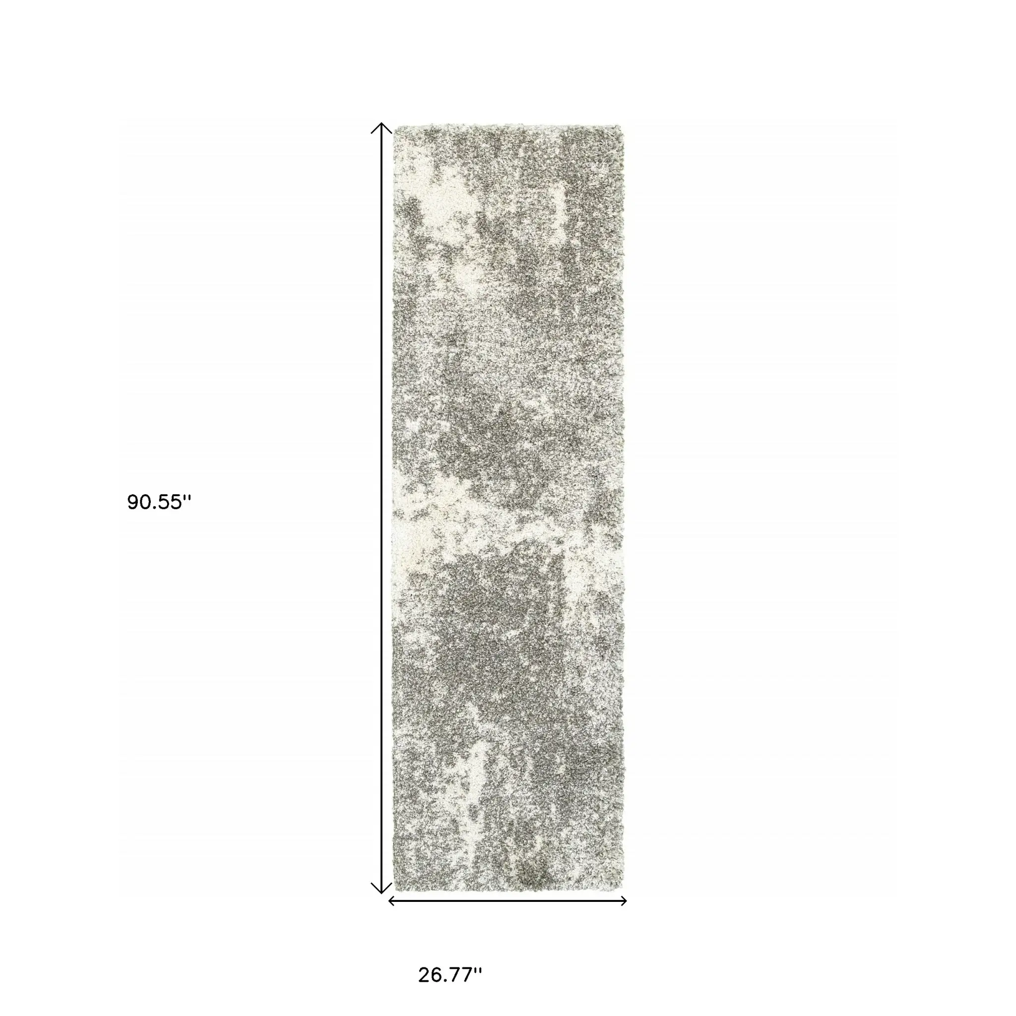 2' X 8' Gray And Ivory Distressed Abstract Runner Rug - Image 4