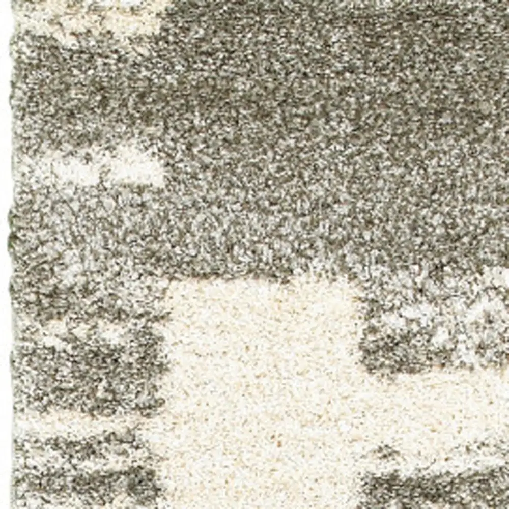 2' X 8' Gray And Ivory Geometric Shag Power Loom Runner Rug - Image 2