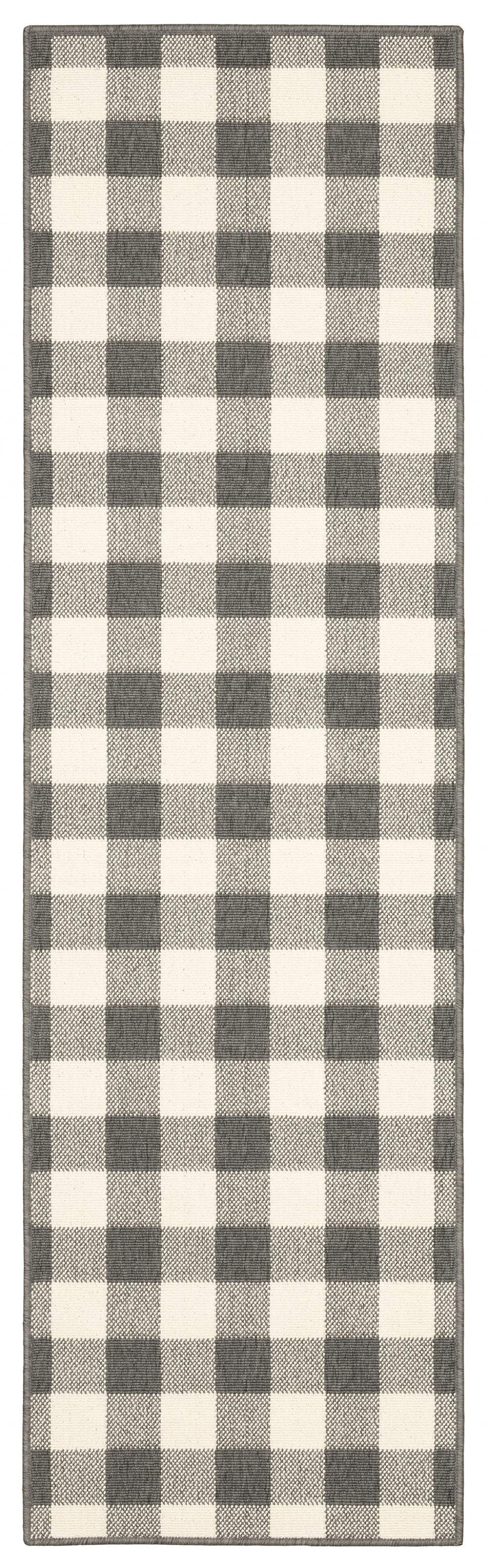 2' X 8' Gray and Ivory Indoor Outdoor Area Rug - Image 3