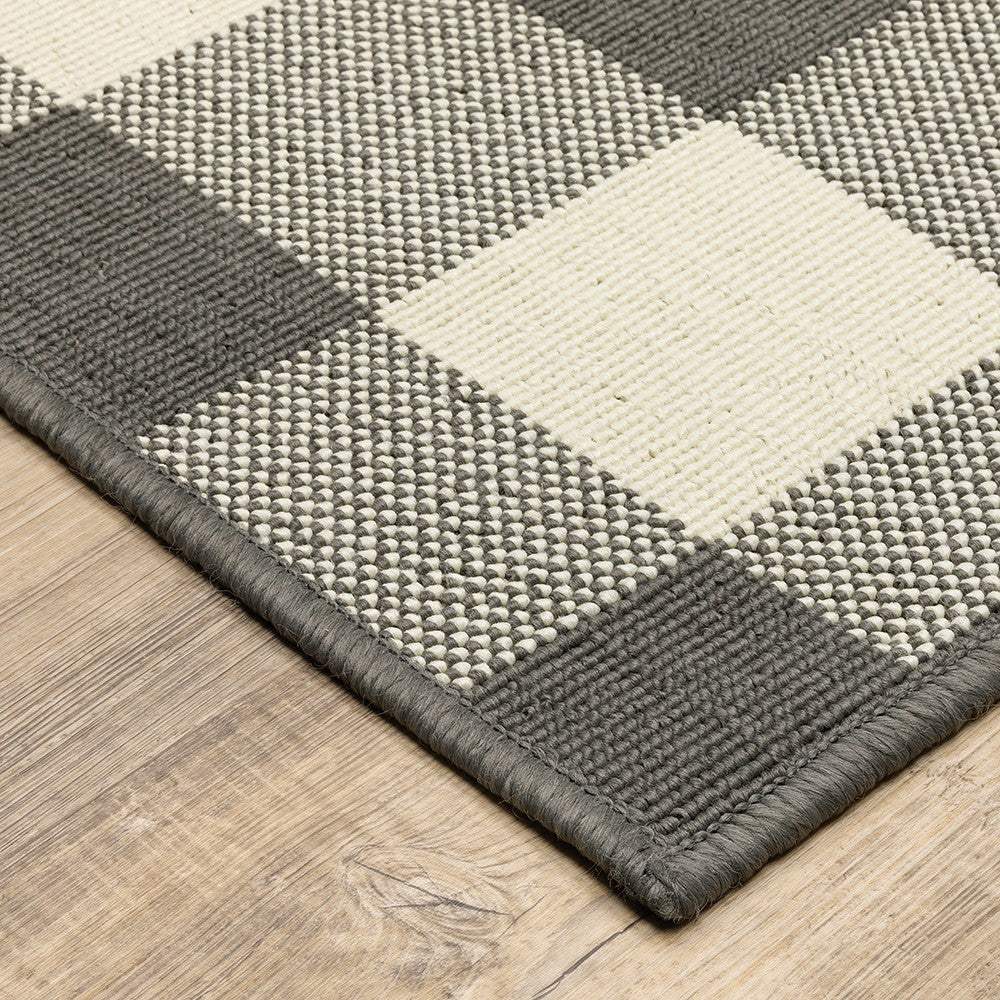 2' X 8' Gray and Ivory Indoor Outdoor Area Rug - Image 4