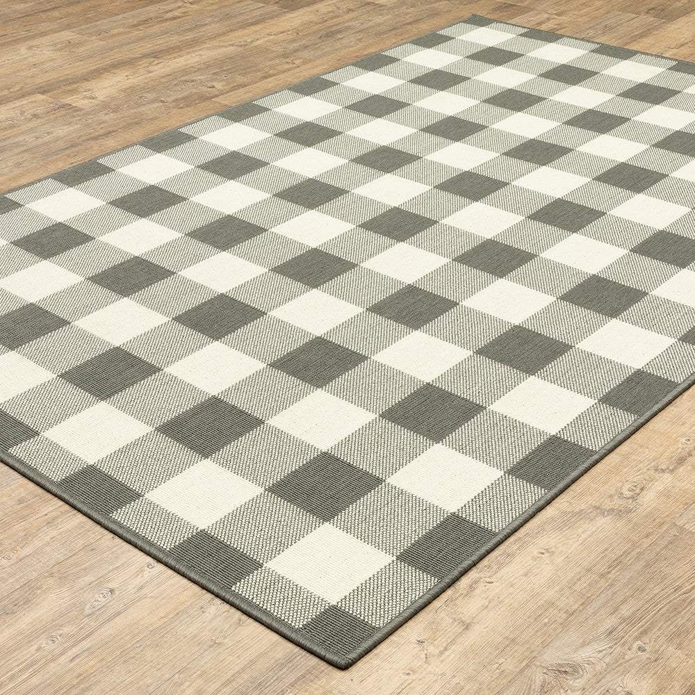 2' X 8' Gray and Ivory Indoor Outdoor Area Rug - Image 5