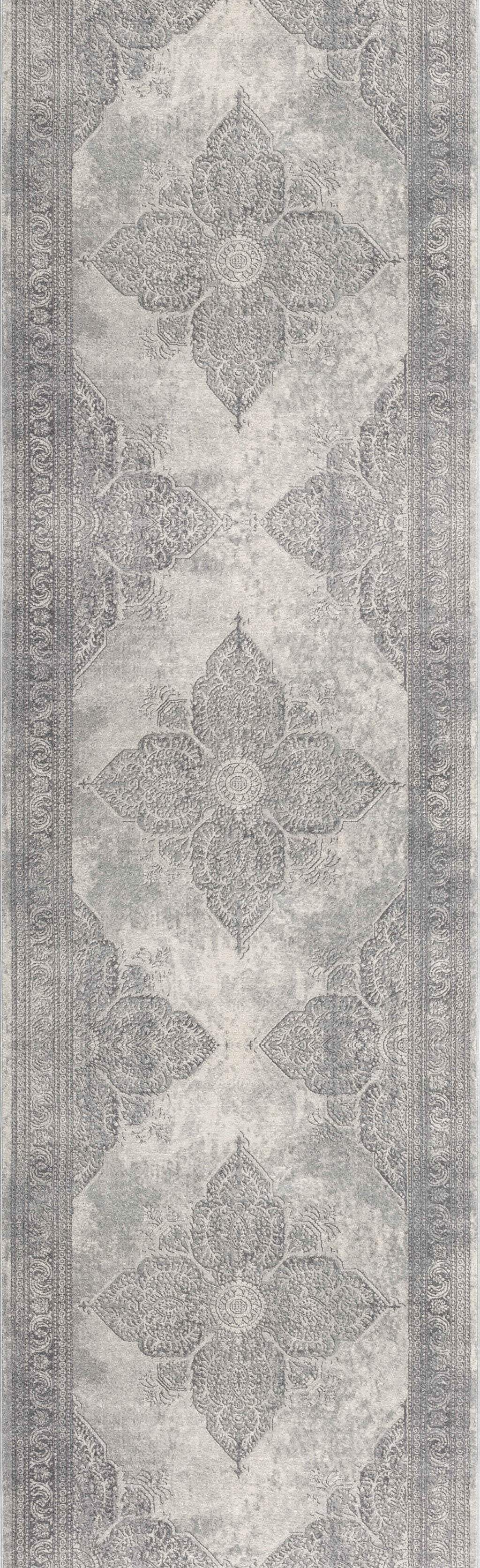 2' X 8' Gray Distressed Medallion Runner Rug - Image 2