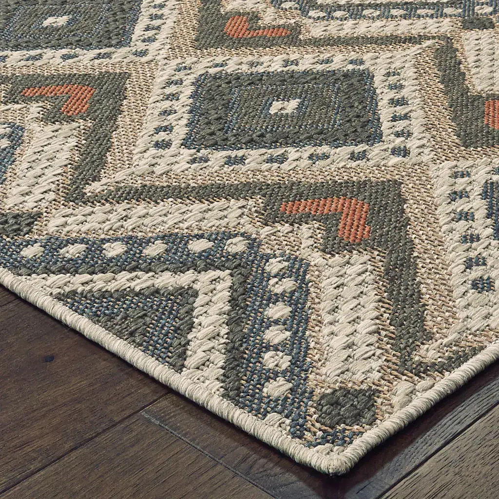 2' X 8' Gray Geometric Stain Resistant Indoor Outdoor Area Rug - Image 6