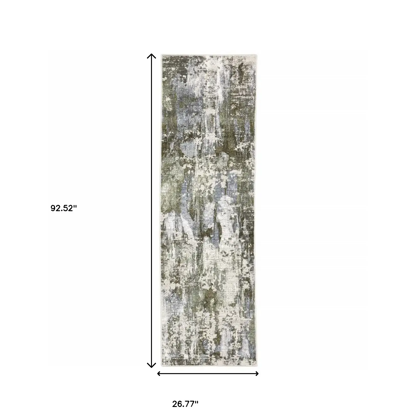 2' X 8' Green Blue Grey Ivory And Brown Abstract Power Loom Stain Resistant Runner Rug - Image 8
