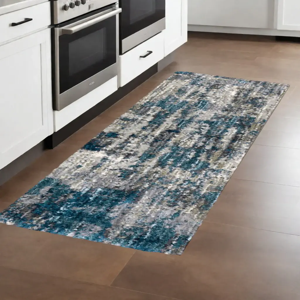 2' X 8' Grey And Blue Grey Skies Runner Rug - Image 2