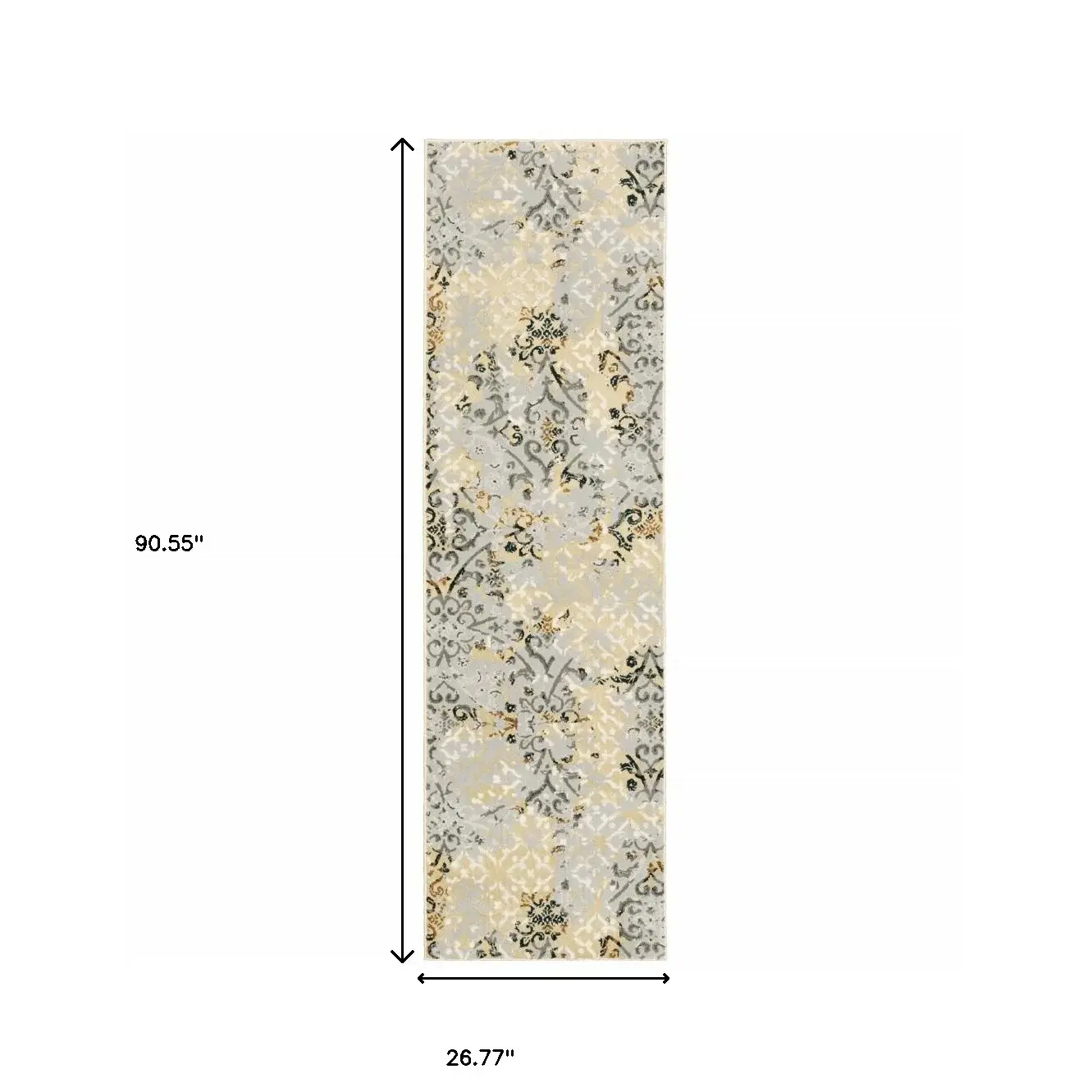 2' X 8' Grey And Gold Abstract Power Loom Stain Resistant Runner Rug - Image 4