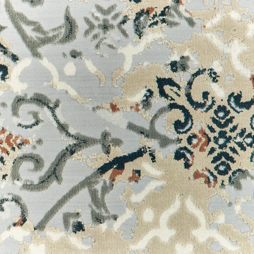 2' X 8' Grey And Gold Abstract Power Loom Stain Resistant Runner Rug - Image 5