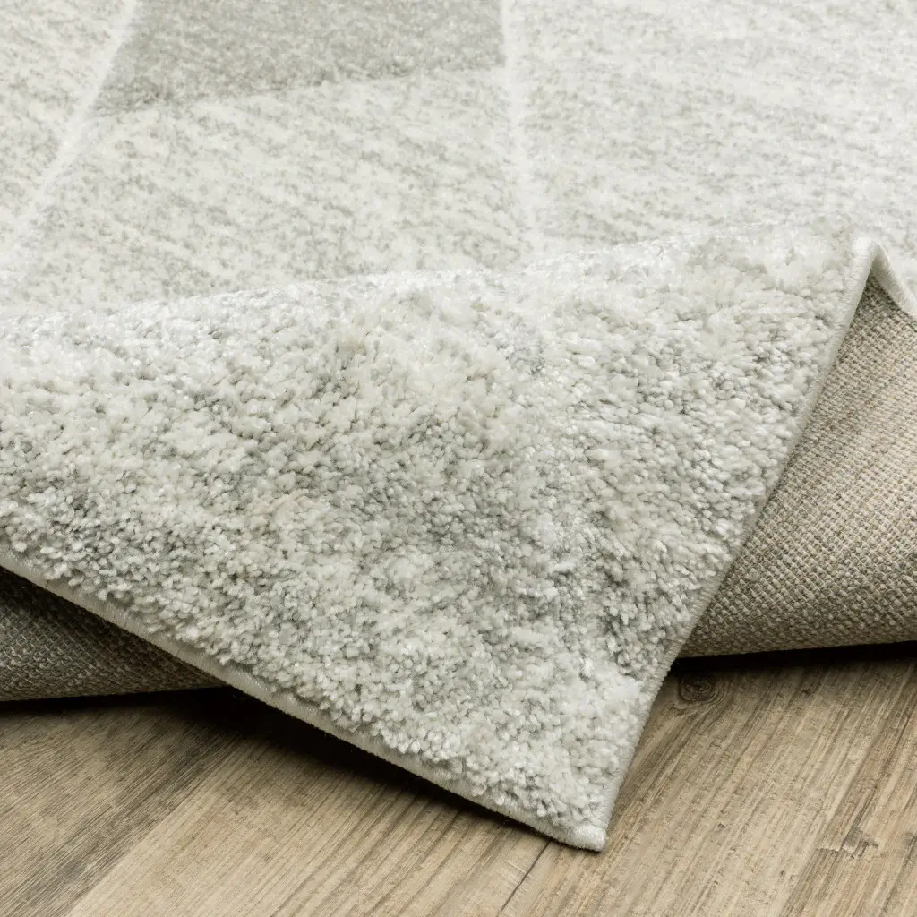2' X 8' Grey And Ivory Geometric Power Loom Stain Resistant Runner Rug - Image 7