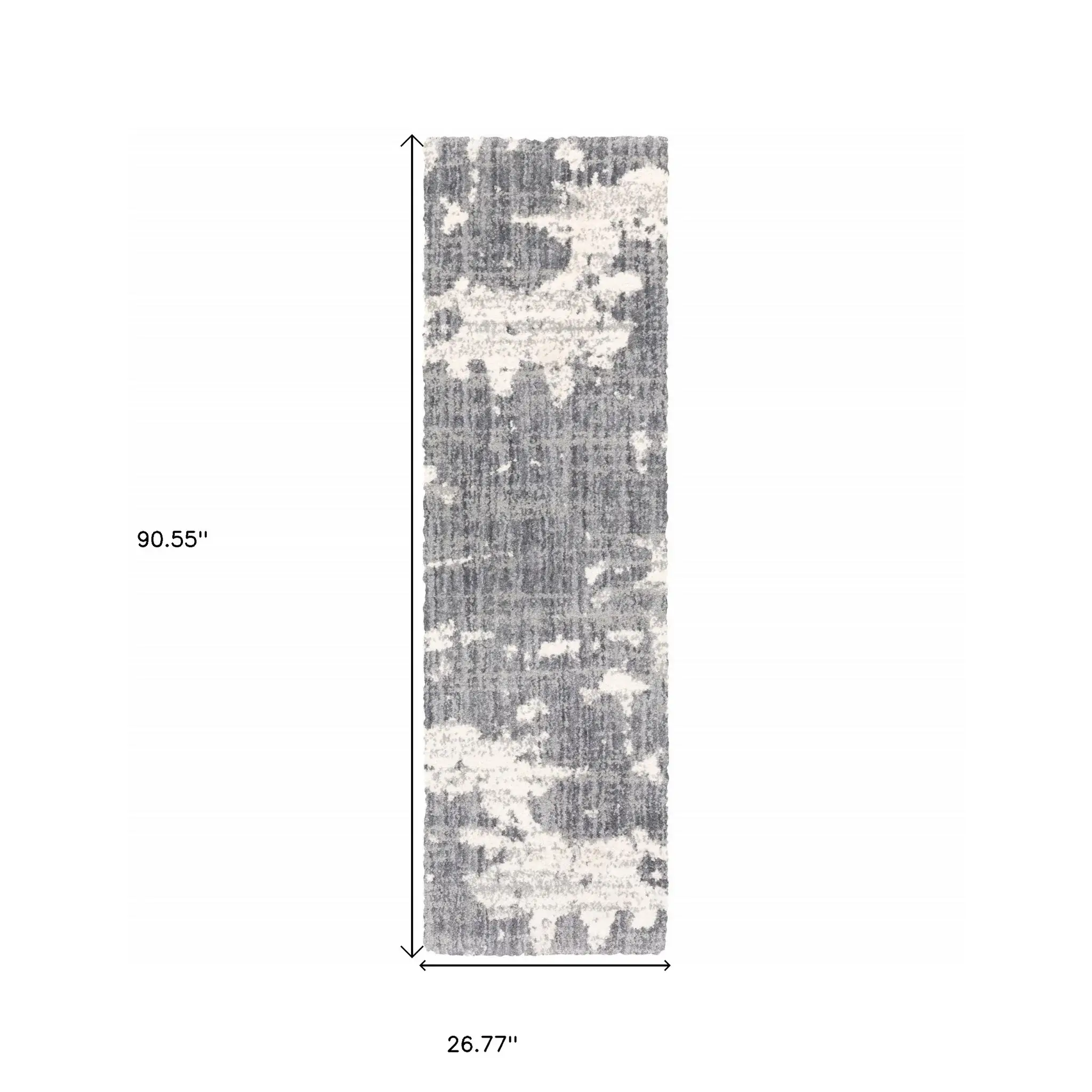 2' X 8' Grey And Ivory Grey Matter Runner Rug - Image 5