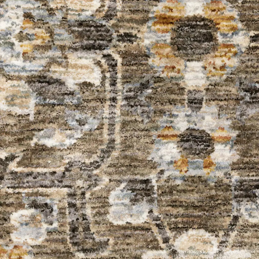 2' X 8' Grey And Tan Floral Power Loom Stain Resistant Runner Rug With Fringe - Image 4