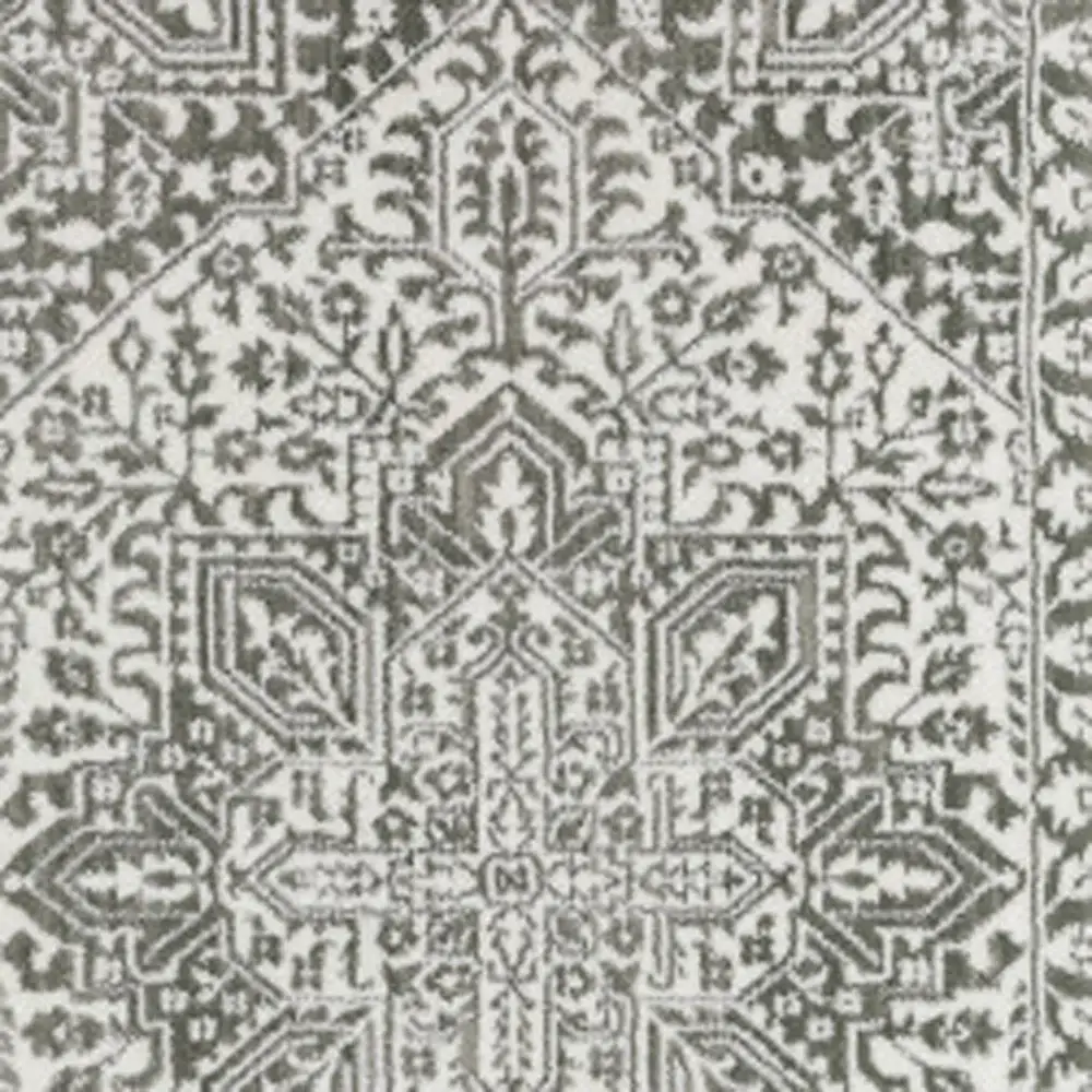 2' X 8' Grey And White Oriental Power Loom Stain Resistant Runner Rug - Image 2