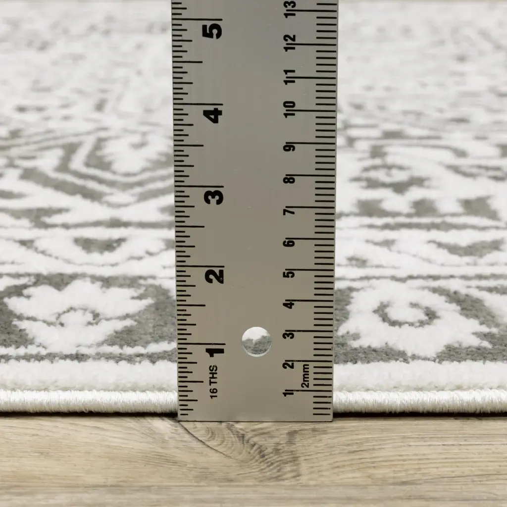 2' X 8' Grey And White Oriental Power Loom Stain Resistant Runner Rug - Image 8