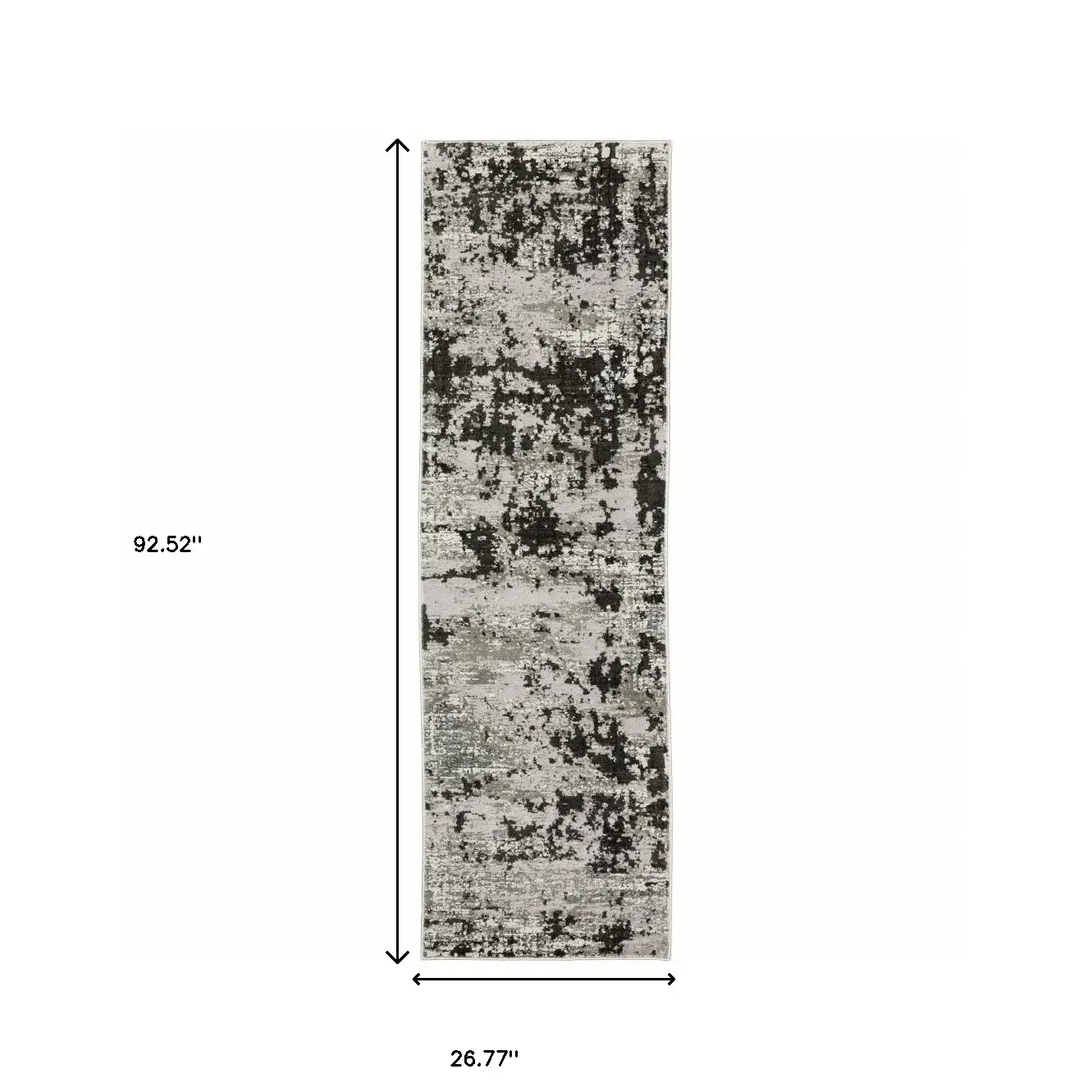 2' X 8' Grey Charcoal Black And Ivory Abstract Power Loom Stain Resistant Runner Rug - Image 3