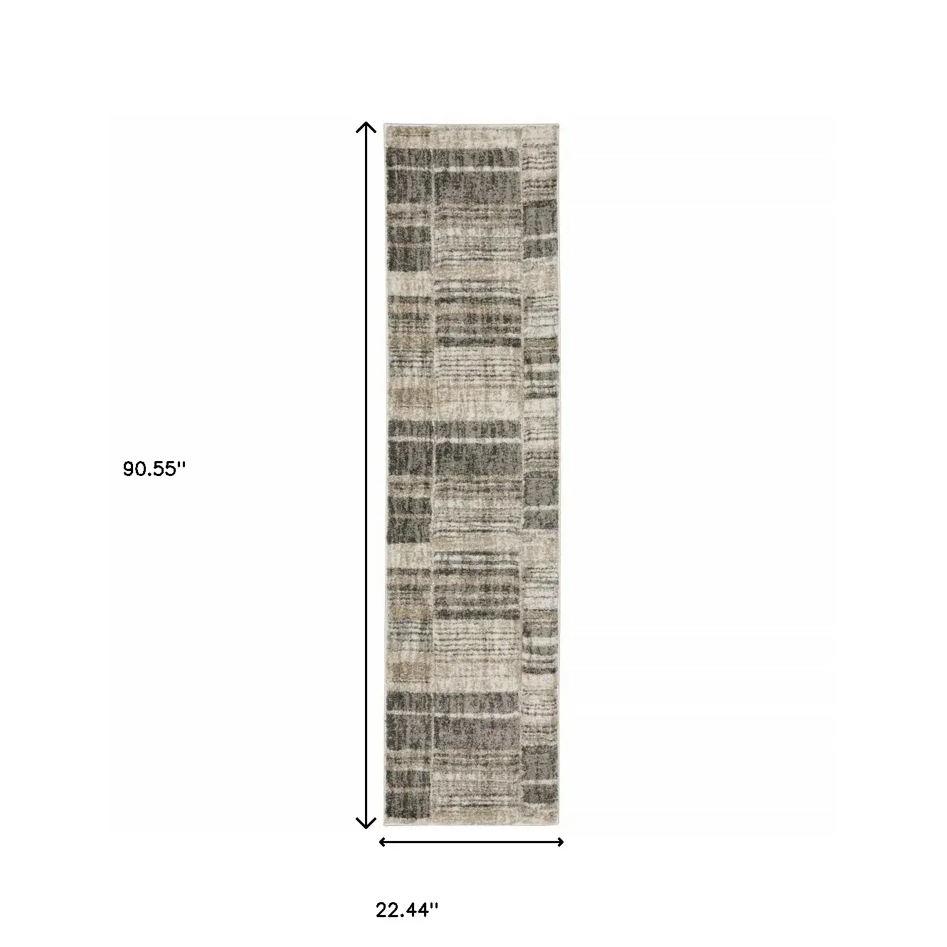 2' X 8' Grey Charcoal Ivory Tan Brown And Beige Geometric Power Loom Stain Resistant Runner Rug - Image 3