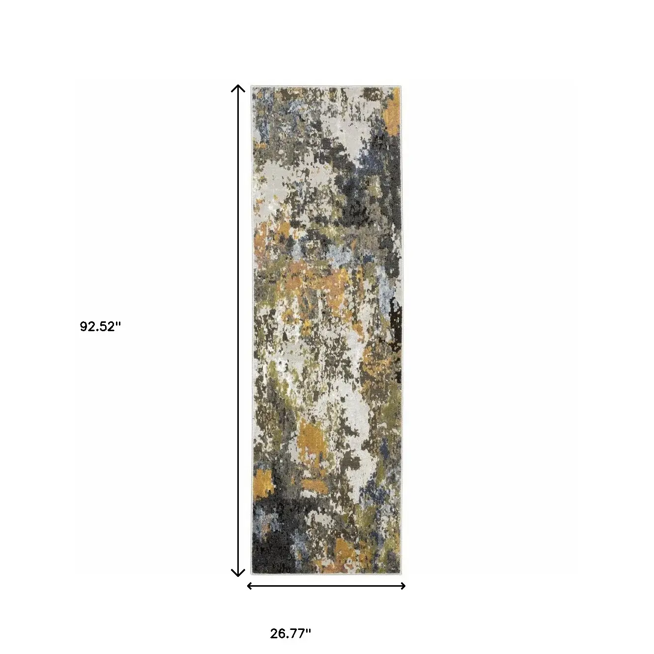 2' X 8' Grey Gold Blue Orange Beige And Brown Abstract Power Loom Stain Resistant Runner Rug - Image 3