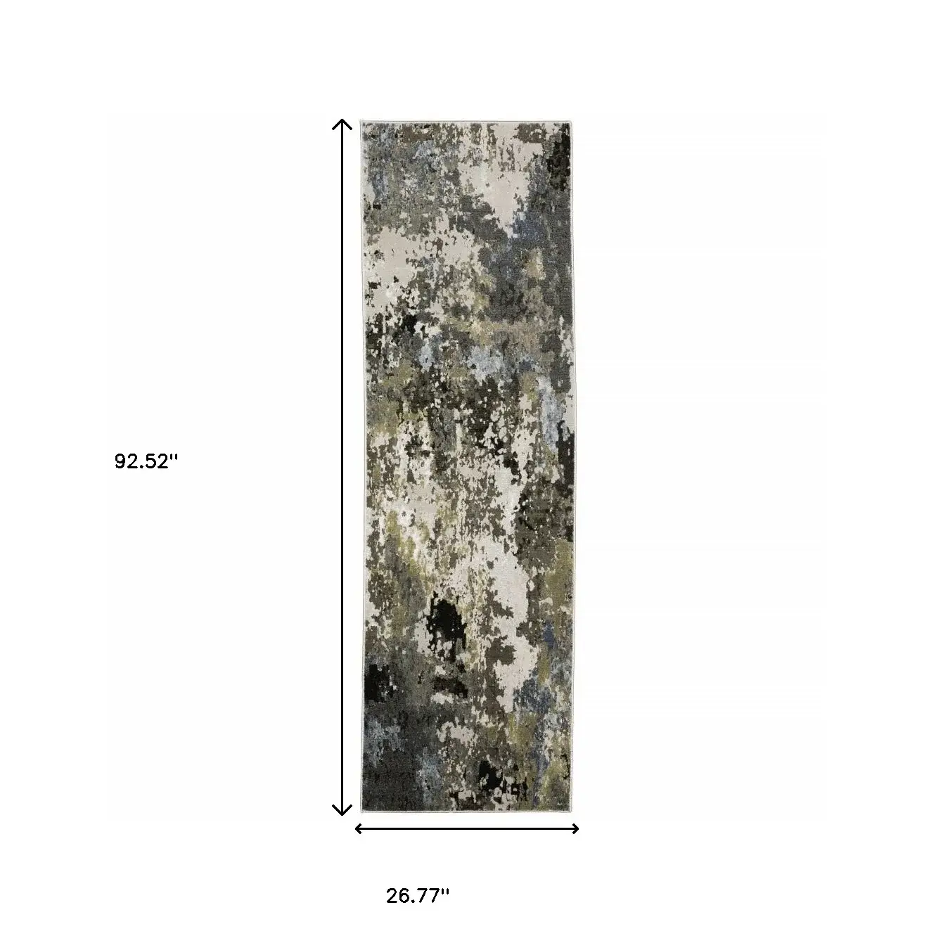 2' X 8' Grey Green Gold Blue And Beige Abstract Power Loom Stain Resistant Runner Rug - Image 3